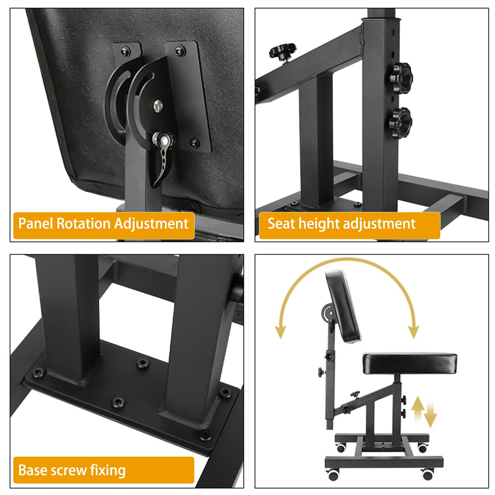 HOINCO Adjustable Tattoo Chair with Armrest - Multifunctional Beauty Salon Stool for Artists, Tattooists & Makeup Artists | Perfect for Tattoo Studios, Beauty Salons & Home Use - Black