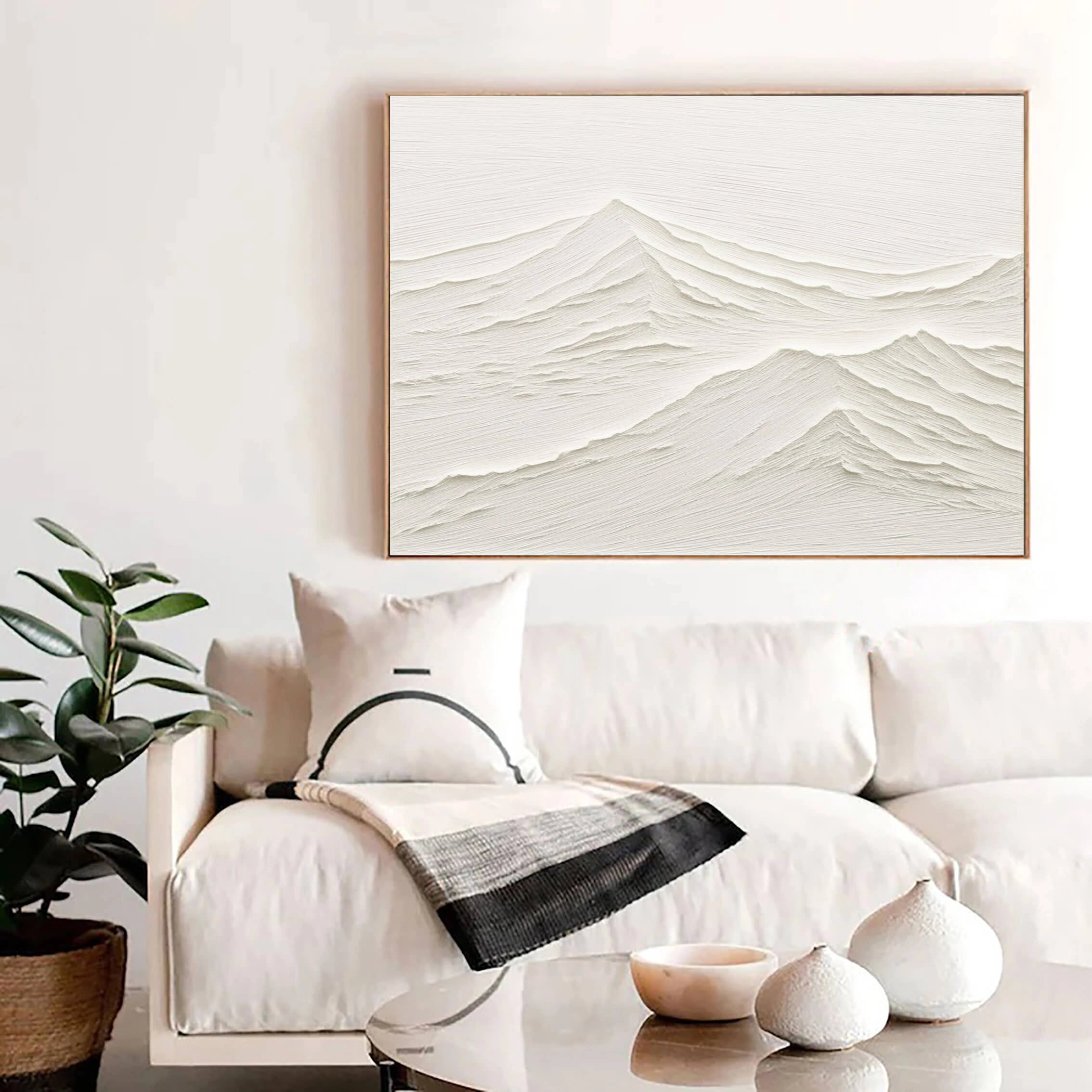 White Minimalist Textured Painting Canvas - Modern Abstract Wall Art for Home & Office Decor | Perfect for Living Room, Bedroom, or Gallery Display #MM071