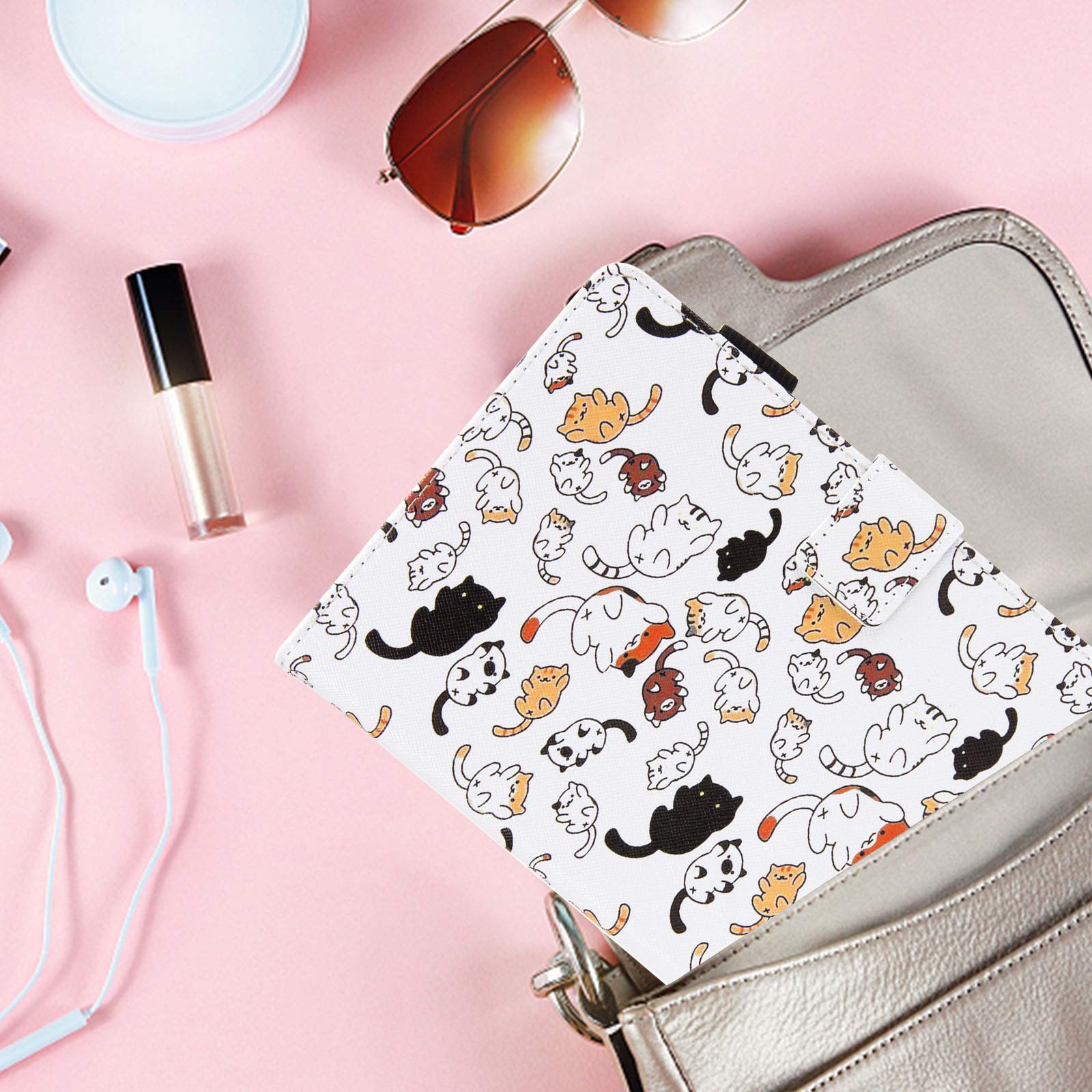 Dteck Premium Leather Smart Folio Stand Case for iPad Mini 4 & iPad Mini 5 (5th Gen 7.9 inch) - Slim Protective Cover with Pencil Holder, Auto Sleep/Wake, Multi-Angle Viewing - Cute Cat Design - Perfect for Work, Study & Travel