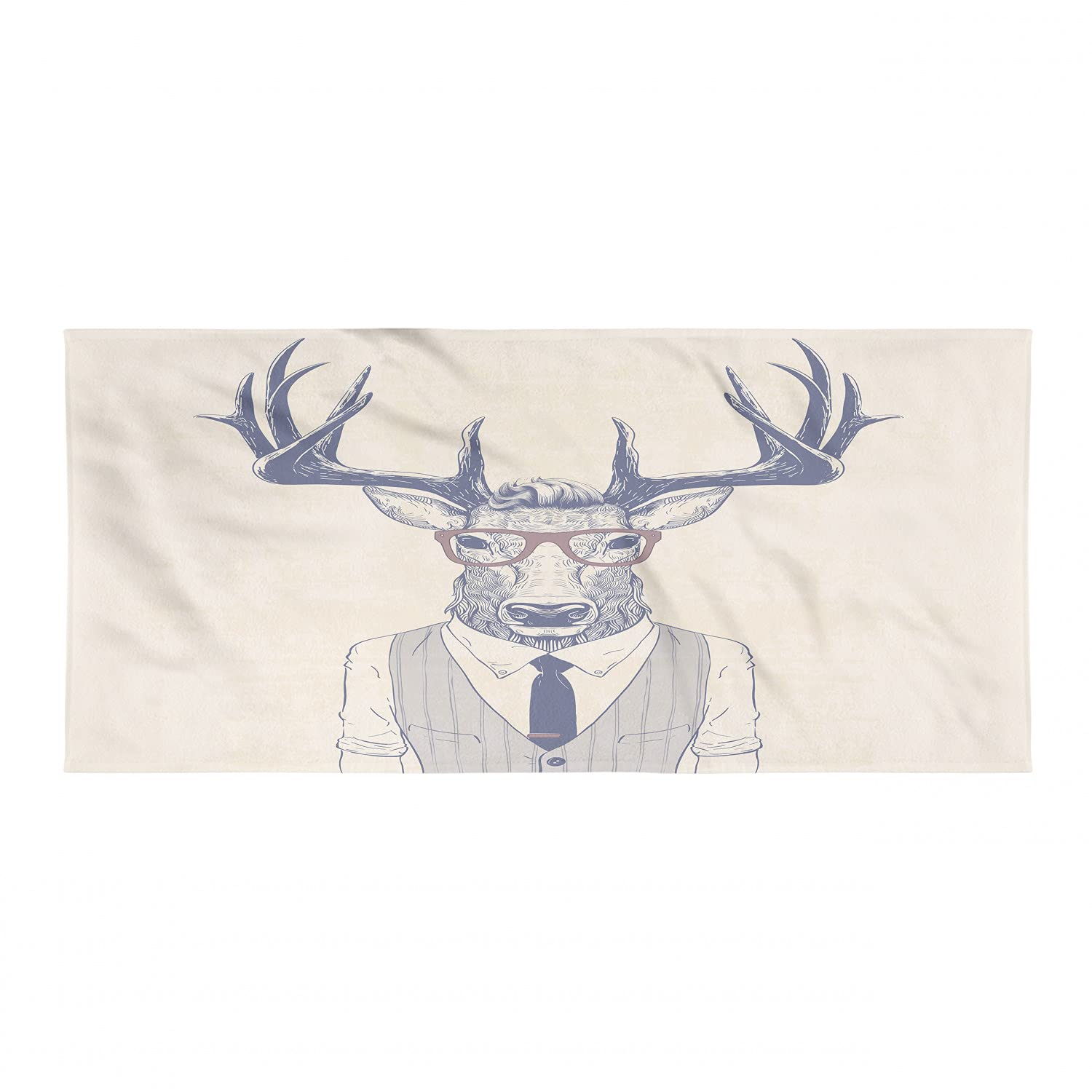 Ambesonne Hipster Camping Towel - Quick Dry Lightweight Microfiber Travel Towel for Backpacking, Hiking & Outdoor Adventures - Contemporary Deer Art Design in Indigo Champagne - Perfect for Gym, Beach & Travel Accessories