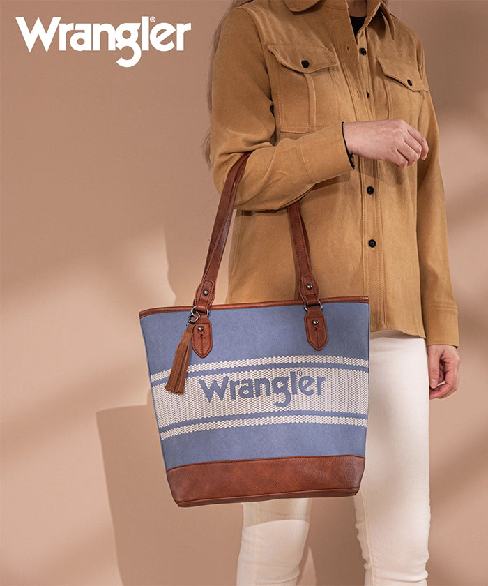 Wrangler Embroidered Canvas Tote Bag for Women - Durable & Stylish Shopping, Beach & Travel Tote - Perfect for Work, Gym & Daily Use