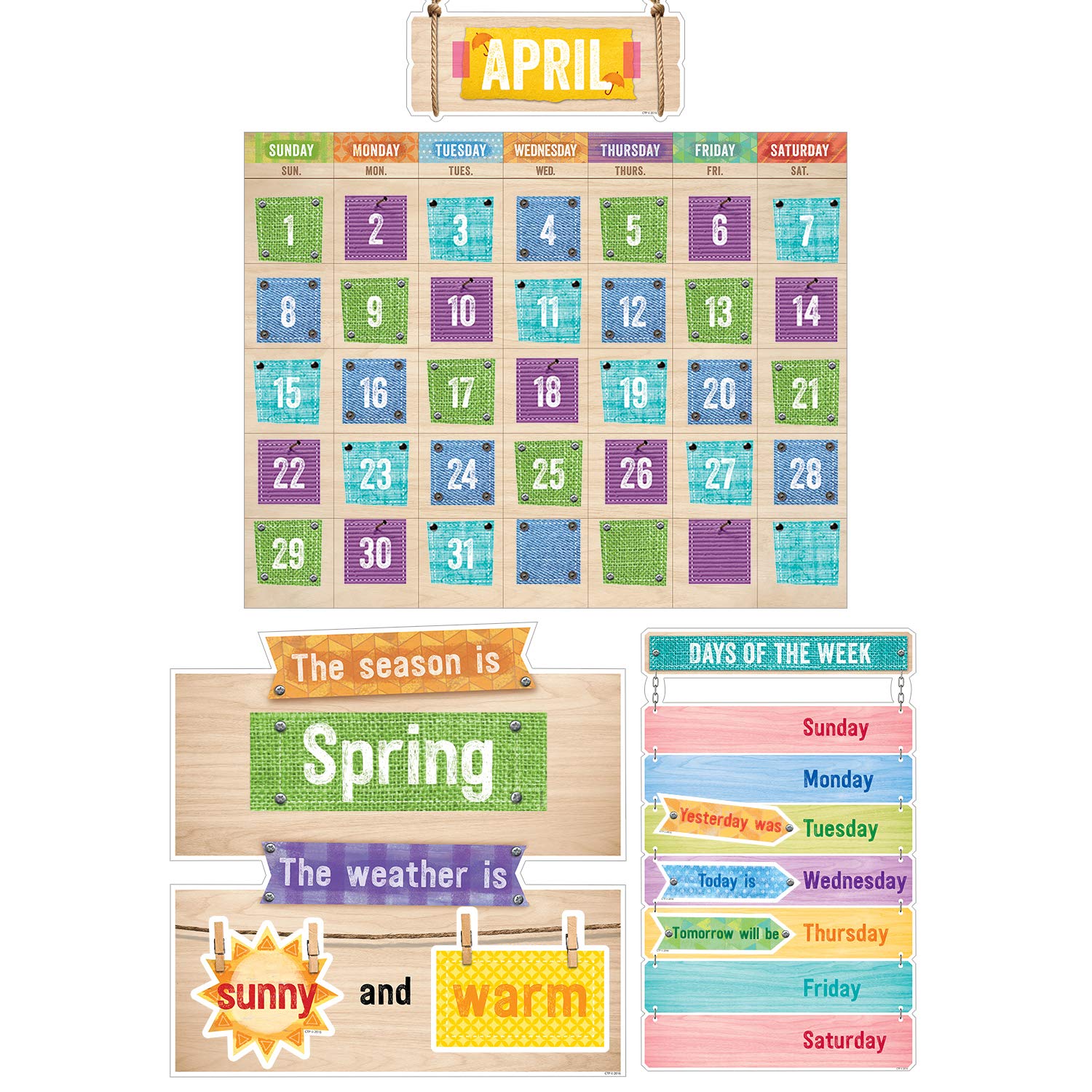 Creative Teaching Press Upcycle Style Calendar Set Bulletin Board (7061) - Eco-Friendly Classroom Decor for Teachers & Homeschooling | Perfect for Daily Schedules, Lesson Planning & Student Organization