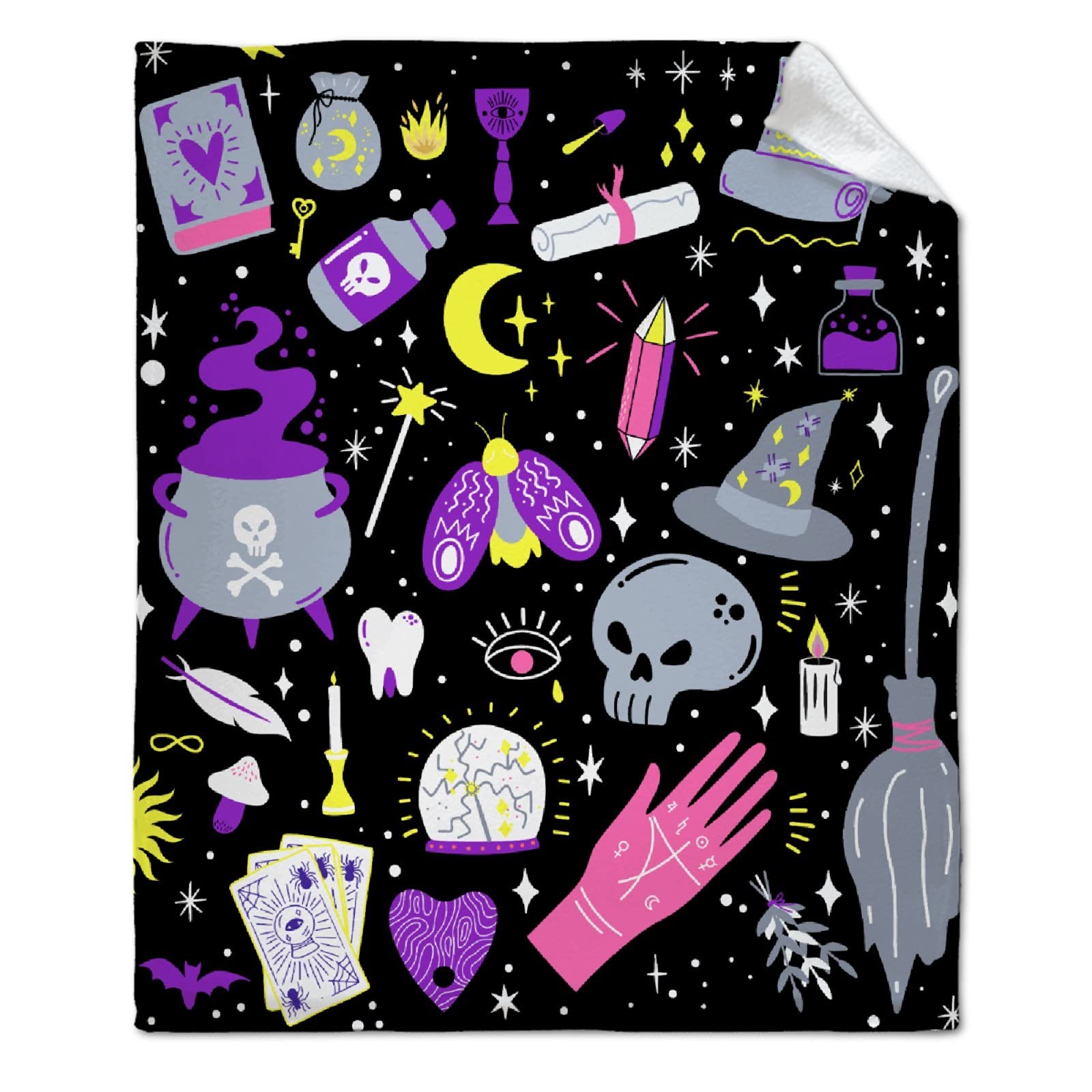 Halloween Witch Blanket - Super Soft Cozy Flannel Plush Throw for Adults & Kids (50x40 Inches) | Perfect for Bed, Couch, Sofa & Halloween Decorations