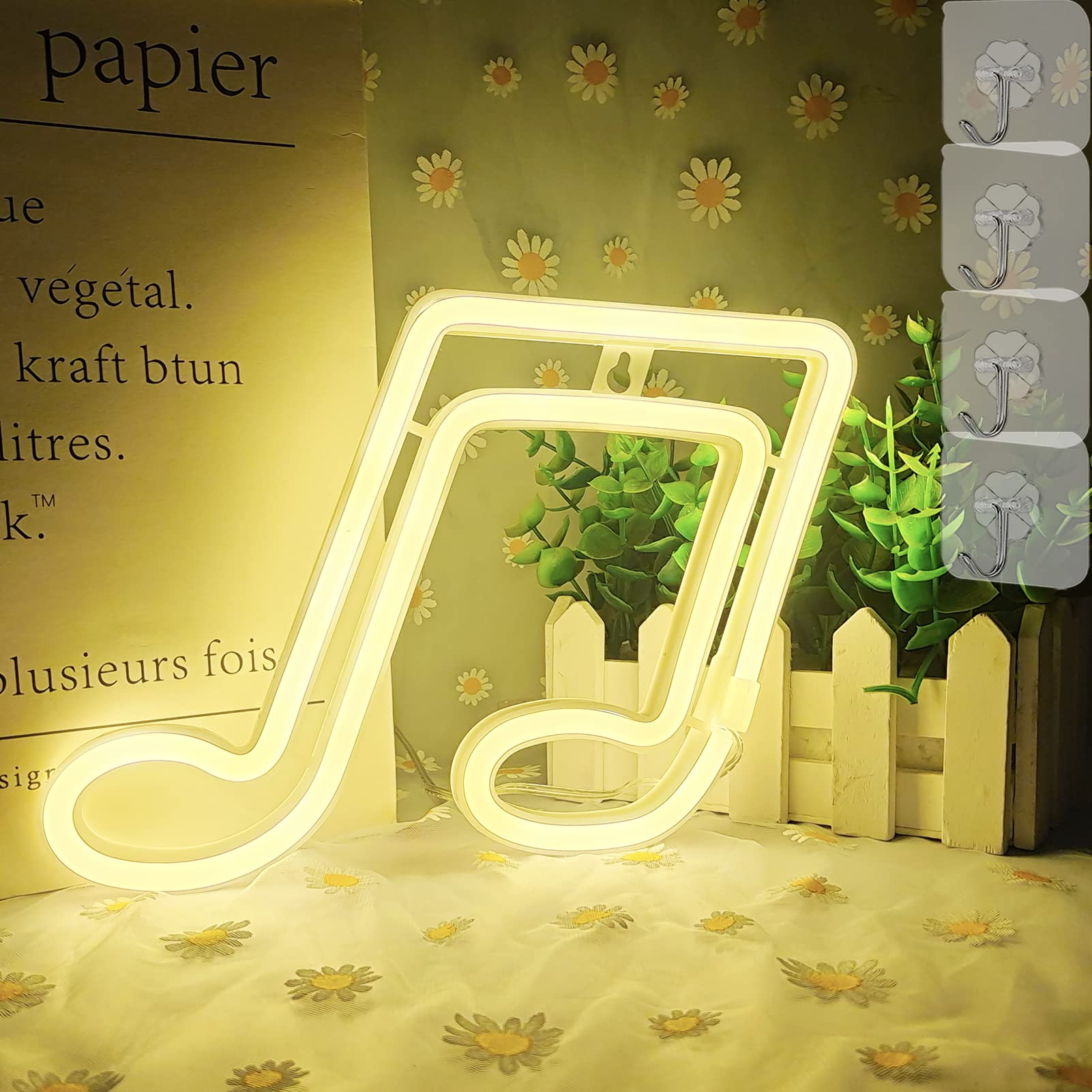LED Music Note Neon Sign - Warm White Wall Decor for Bedroom, Living Room, Kids Room | Night Light & Party Decoration Gift for Musicians & Music Lovers | Perfect for Birthday, Wedding, Home Studio & Bar Lighting