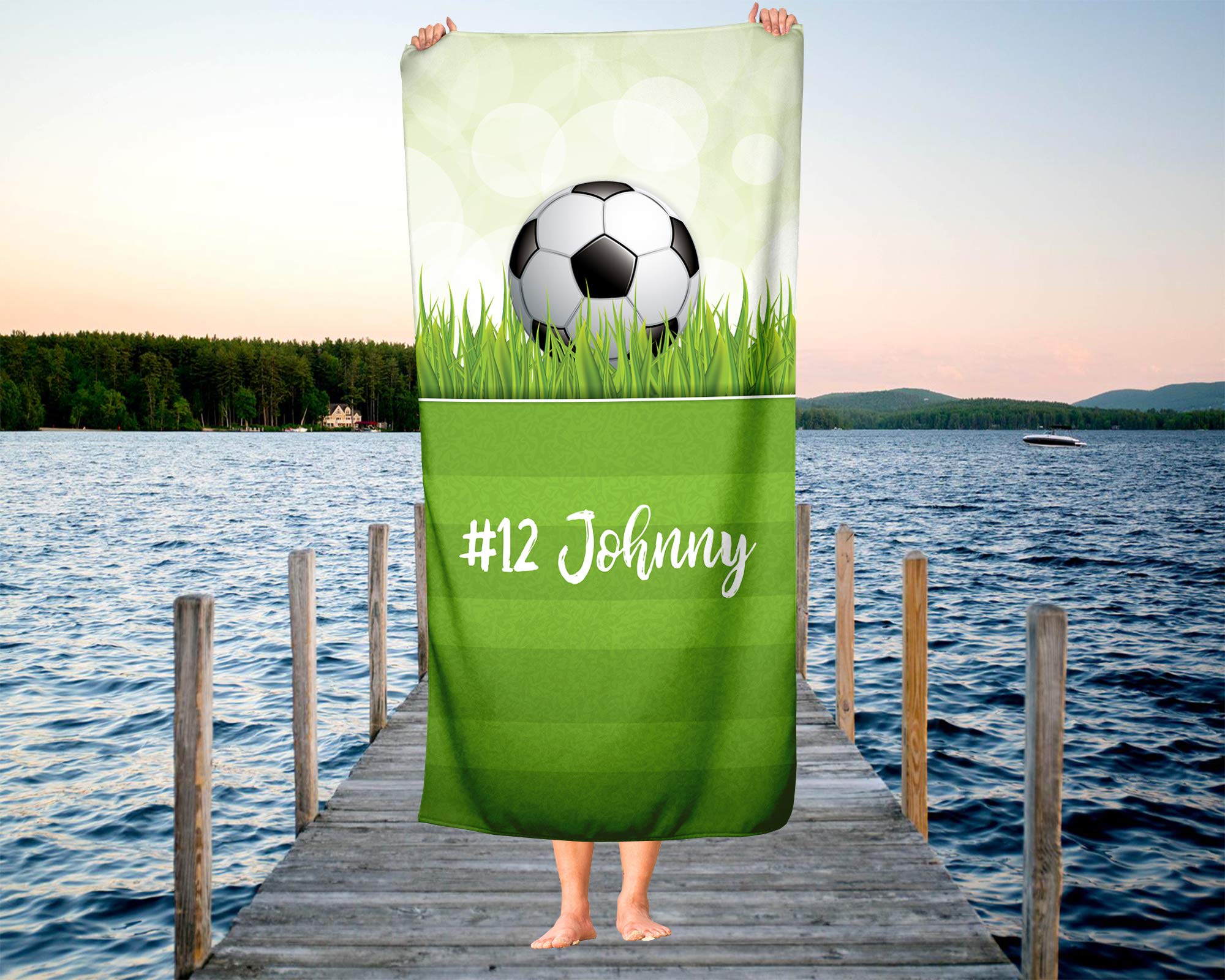 Custom Soccer Themed Towel for Kids & Adults - Personalized Soccer Ball Design Travel, Beach, Pool & Bath Towel - Perfect for Sports Enthusiasts, Toddlers, Boys & Girls (Red) - Great for Soccer Games, Beach Trips, Pool Parties & Bath Time