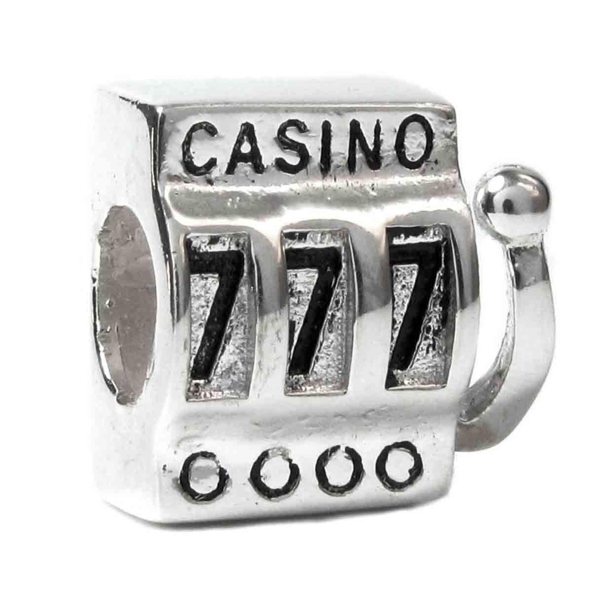 Lucky 777 Sterling Silver Slot Machine Charm Bead - Perfect for Bracelets, Necklaces & European Bead Jewelry Making