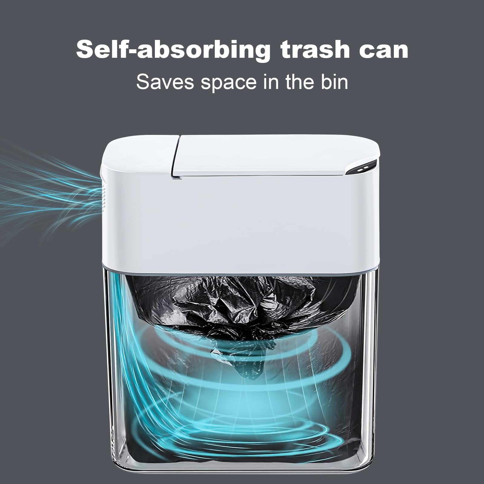 Automatic Motion Sensor Trash Can 3.5 Gallon - Slim Smart Bathroom Garbage Bin with Bagging System - White Small Plastic Waste Bin for Bedroom, Office, Kitchen - Hands-Free Touchless Disposal Solution
