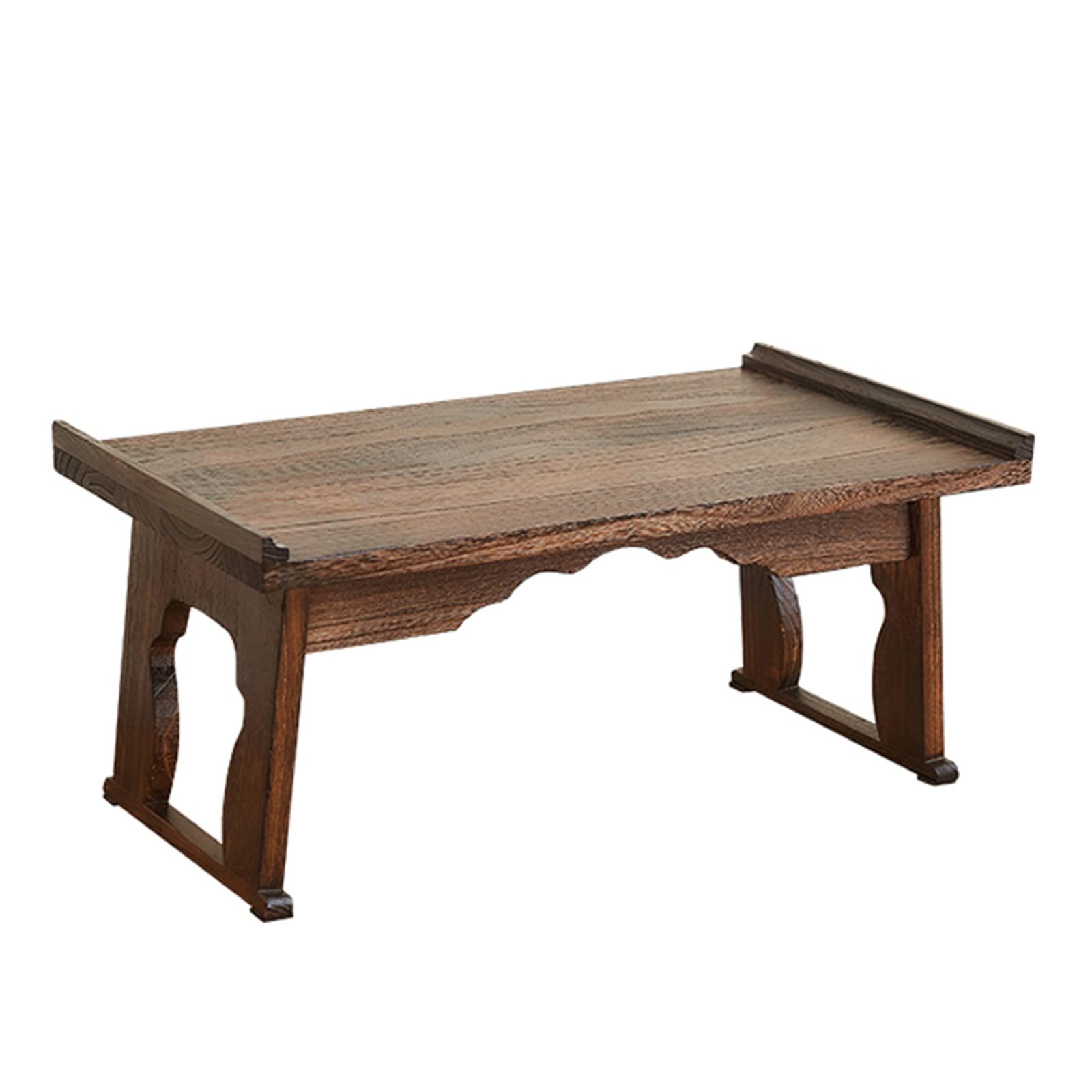 Japanese Style Solid Wood Folding Coffee Table - Low Floor Table for Bay Window, Bed, Desk, Tatami - 80x44x36cm Brown - Perfect for Small Spaces, Living Room, Bedroom & Home Office