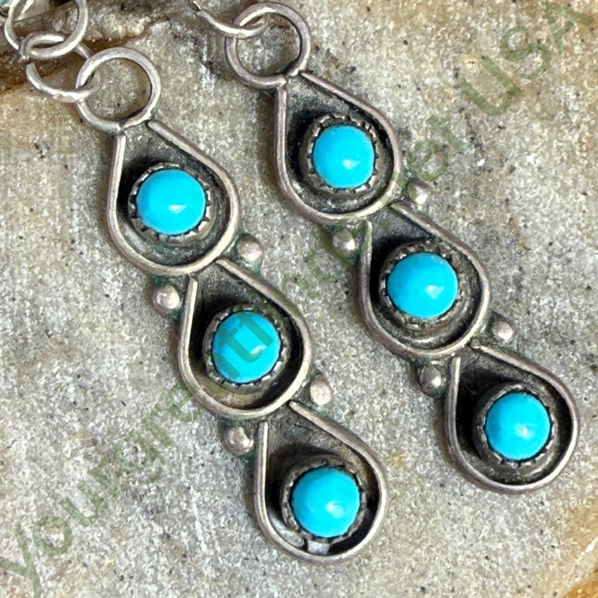 Vintage Navajo Sterling Silver Snake Eye Turquoise Earrings for Women - Handmade Native American Jewelry for Casual Wear & Special Occasions