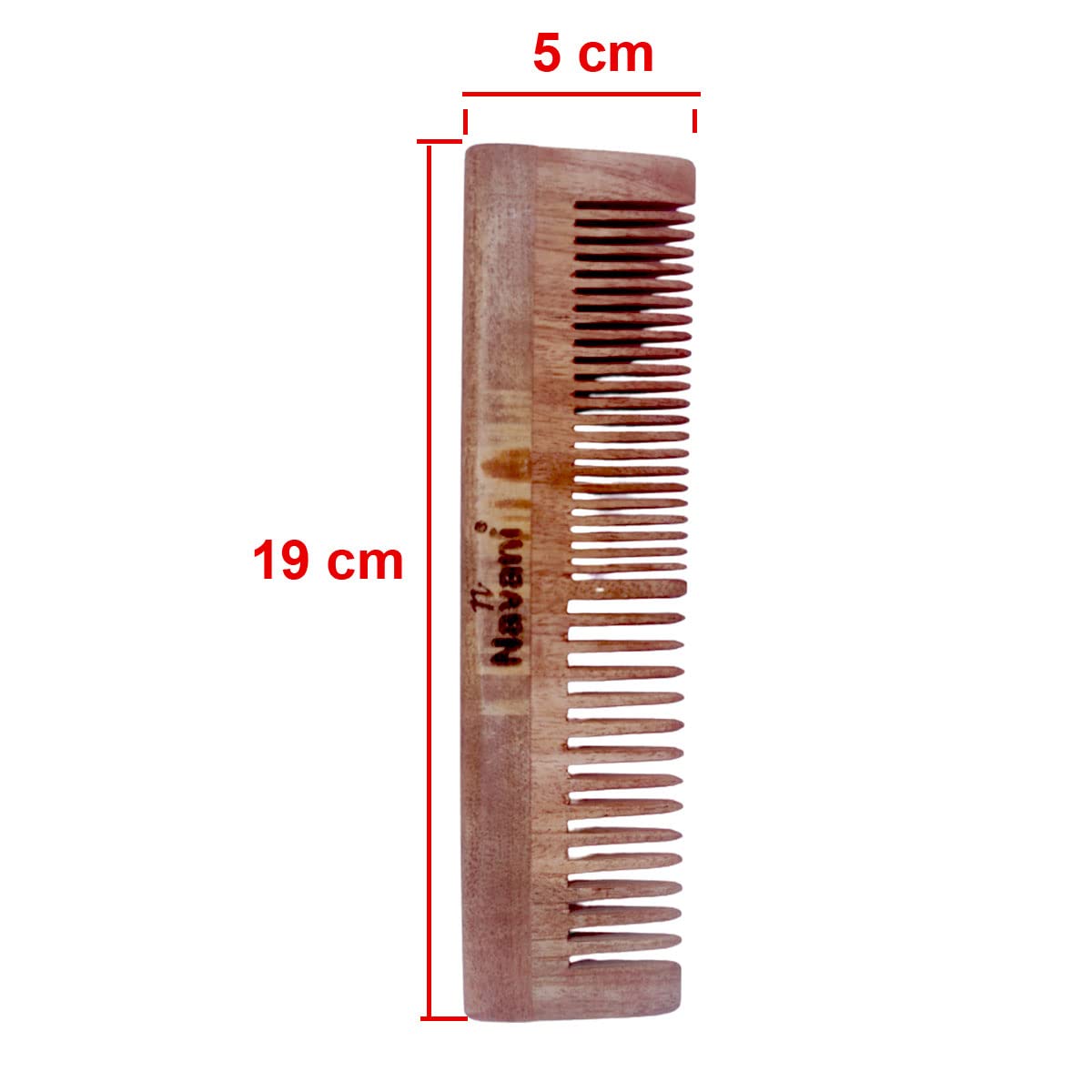Navani Neem Wooden Dual Comb for Hair Care - Anti Hair Fall, Dandruff & Frizz Control Comb with Oil Treatment - Natural Wooden Hair Straightening Comb for Men & Women - Perfect for Daily Hair Styling and Scalp Massage at Home or Salon