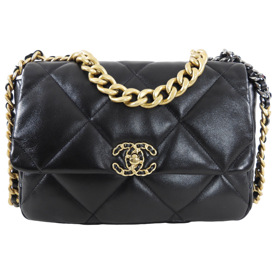 Chanel Black Quilted Leather 19 Chain Flap Bag - Luxury Designer Handbag for Women | Perfect for Evening Parties, Date Nights & Special Occasions