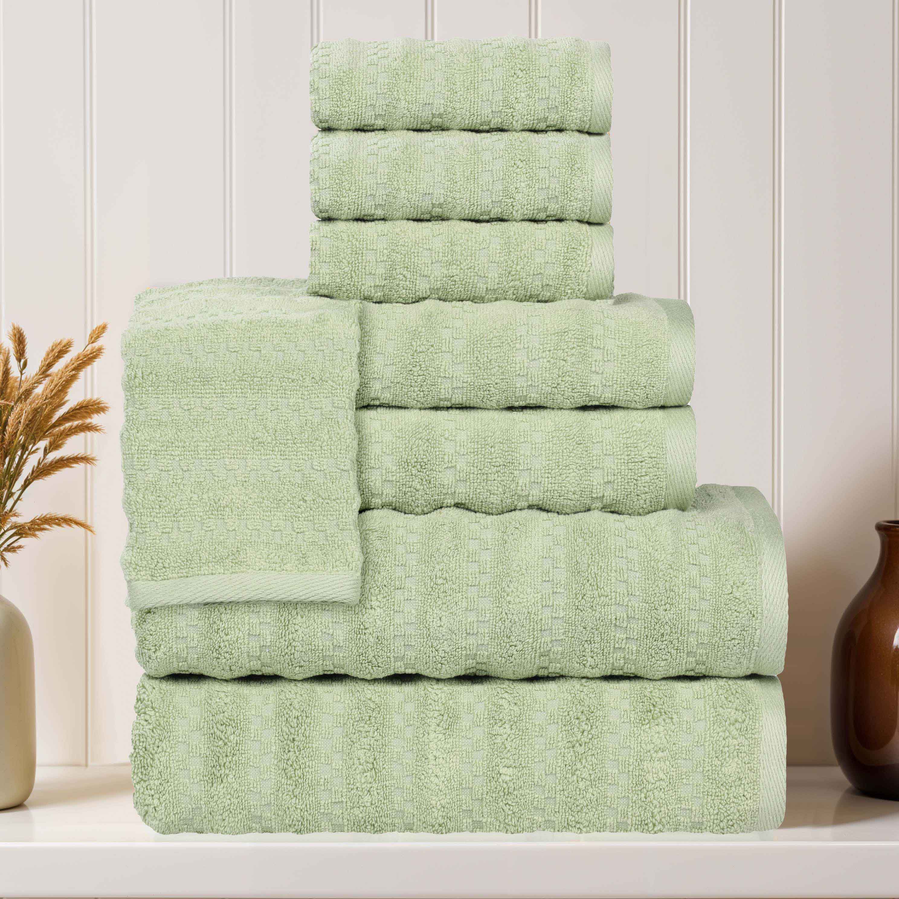 Zuma Zero Twist Cotton Medium Weight Soft Absorbent 8-Piece Bath Towel Set - Premium Luxury Towels for Spa, Gym, Beach & Guest Bathrooms