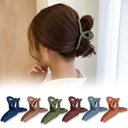 FAMEZA 6-Pack Matte Hair Claw Clips for Women - Non-Slip Strong Hold Jaw Clamps (4.3 Inch) - Styling Accessories for Thin, Thick & Fine Hair - Perfect for Workouts, Office & Everyday Hairstyles