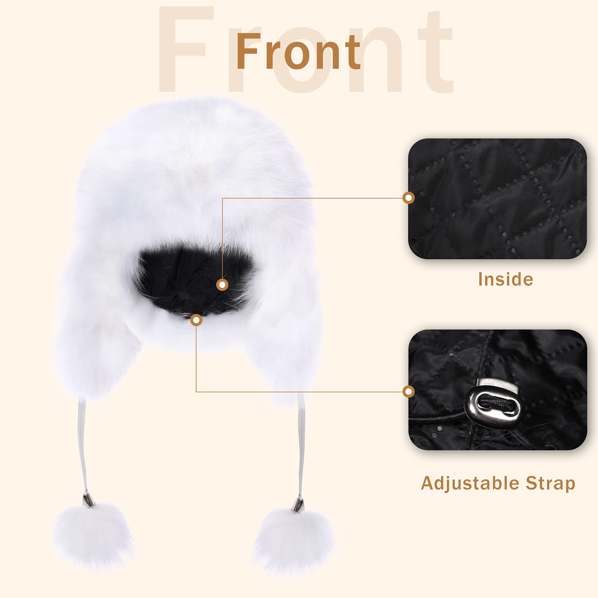 Fur Story Women's Fur Trapper Hat with Sheepskin Earflaps - Warm Winter Hat with Pom Pom for Cold Weather - Perfect for Skiing, Snowboarding & Outdoor Winter Activities