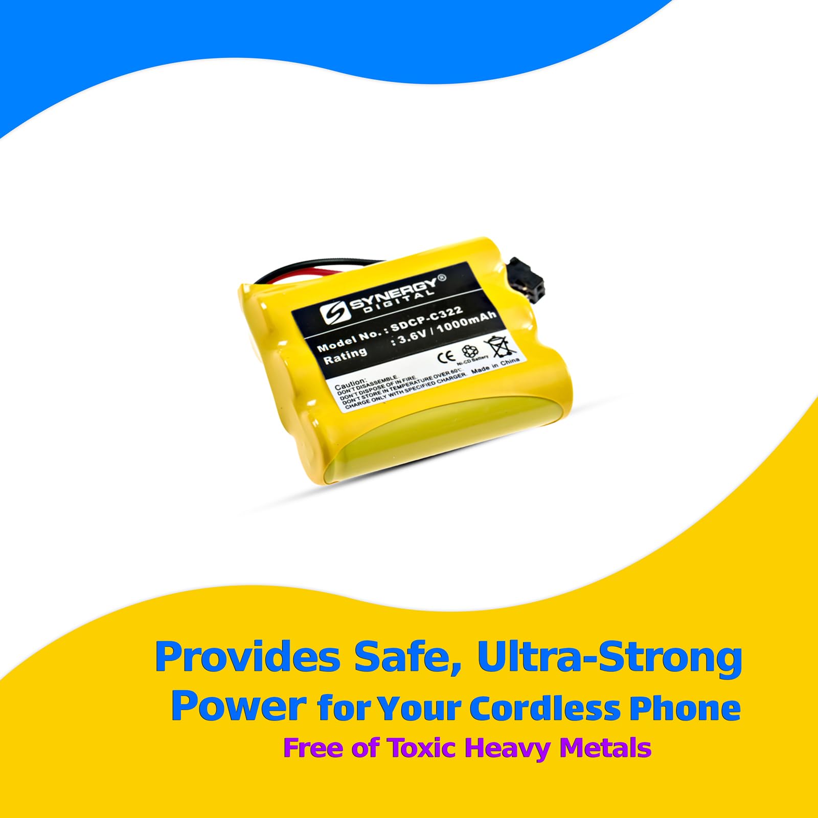 Synergy Digital Cordless Phone Battery - Replacement for Panasonic KX-TGA210 (Ni-CD 3.6V 1000mAh High Capacity) | Perfect for Home & Office Landline Phones