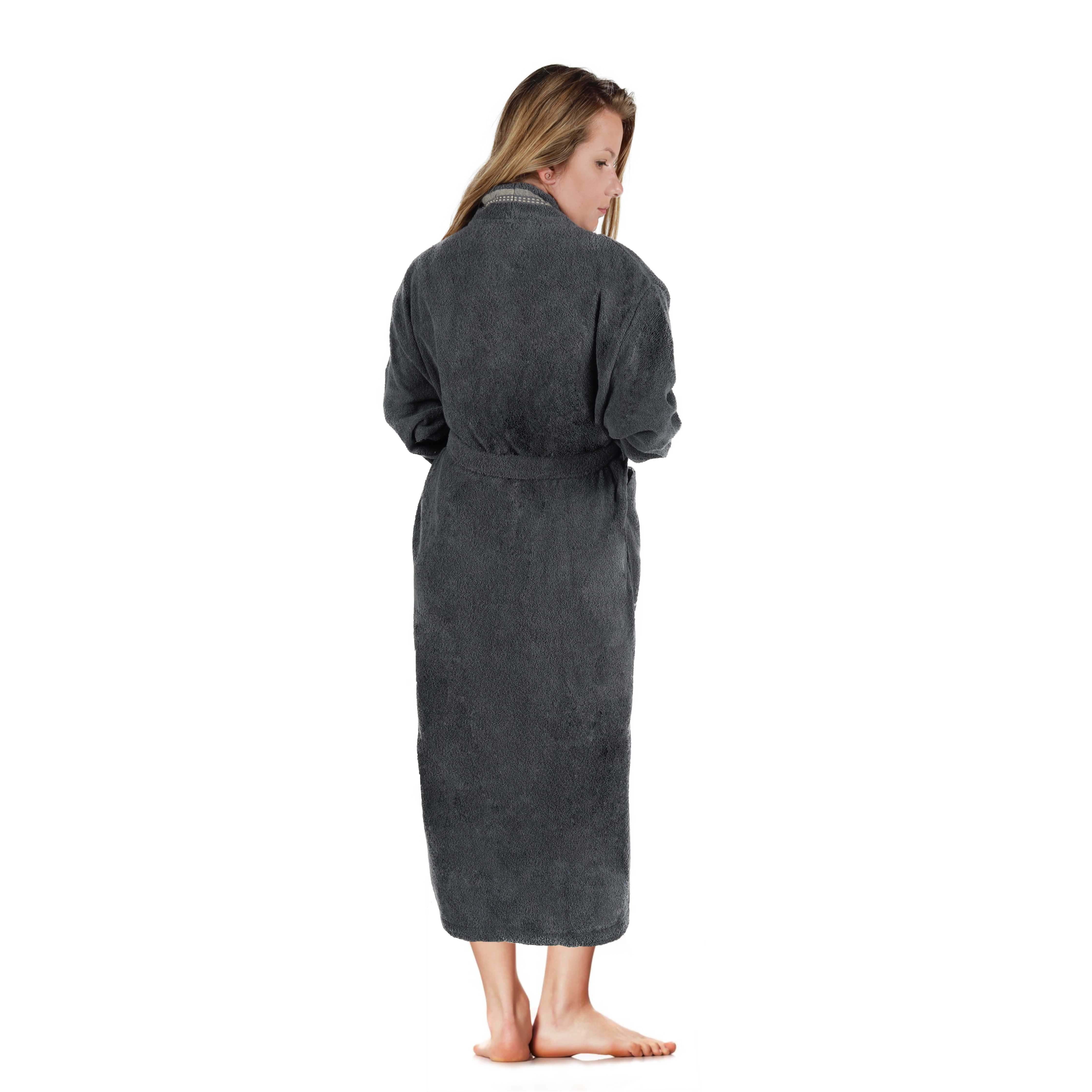 Unisex Cotton Terry Kimono Bathrobe with Embroidery - Soft & Absorbent Bath Robe for Spa, Hotel, Home Relaxation & Gift Giving