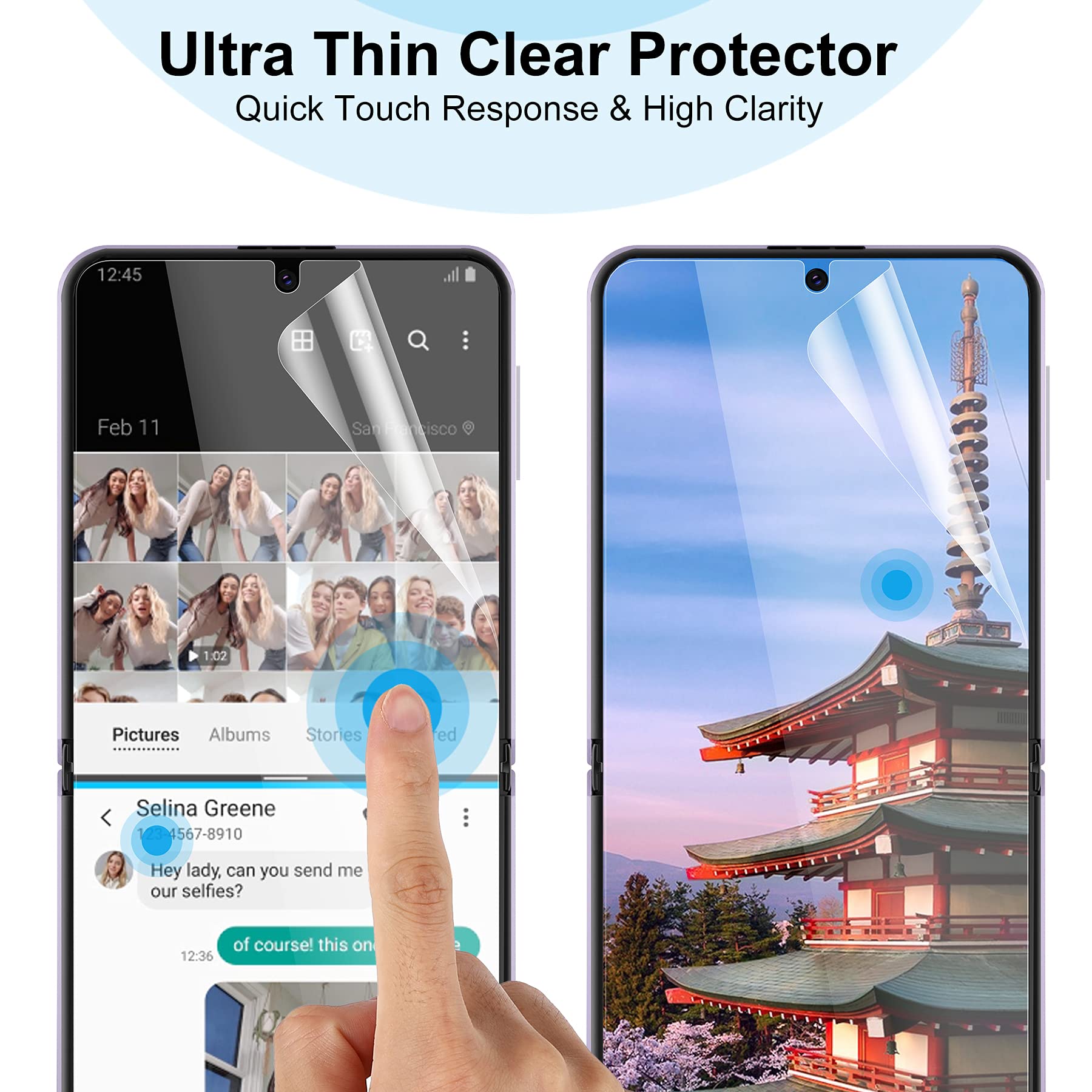 Foluu 6-Piece Screen Protector Set for Samsung Galaxy Z Flip 3 5G (2021) - 2x Front, 2x Inside, 2x Back Screen Protectors - Bubble-Free Installation - Perfect for Everyday Protection & Scratch Prevention