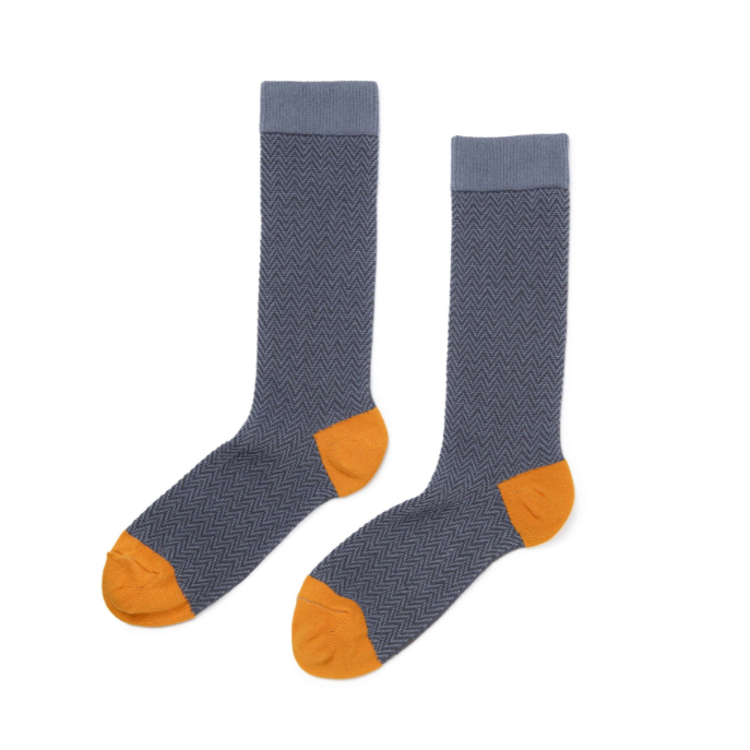 Zkano Steel Herringbone Crew Socks - Comfortable Cotton Socks for Men & Women - Perfect for Casual Wear, Office & Outdoor Activities