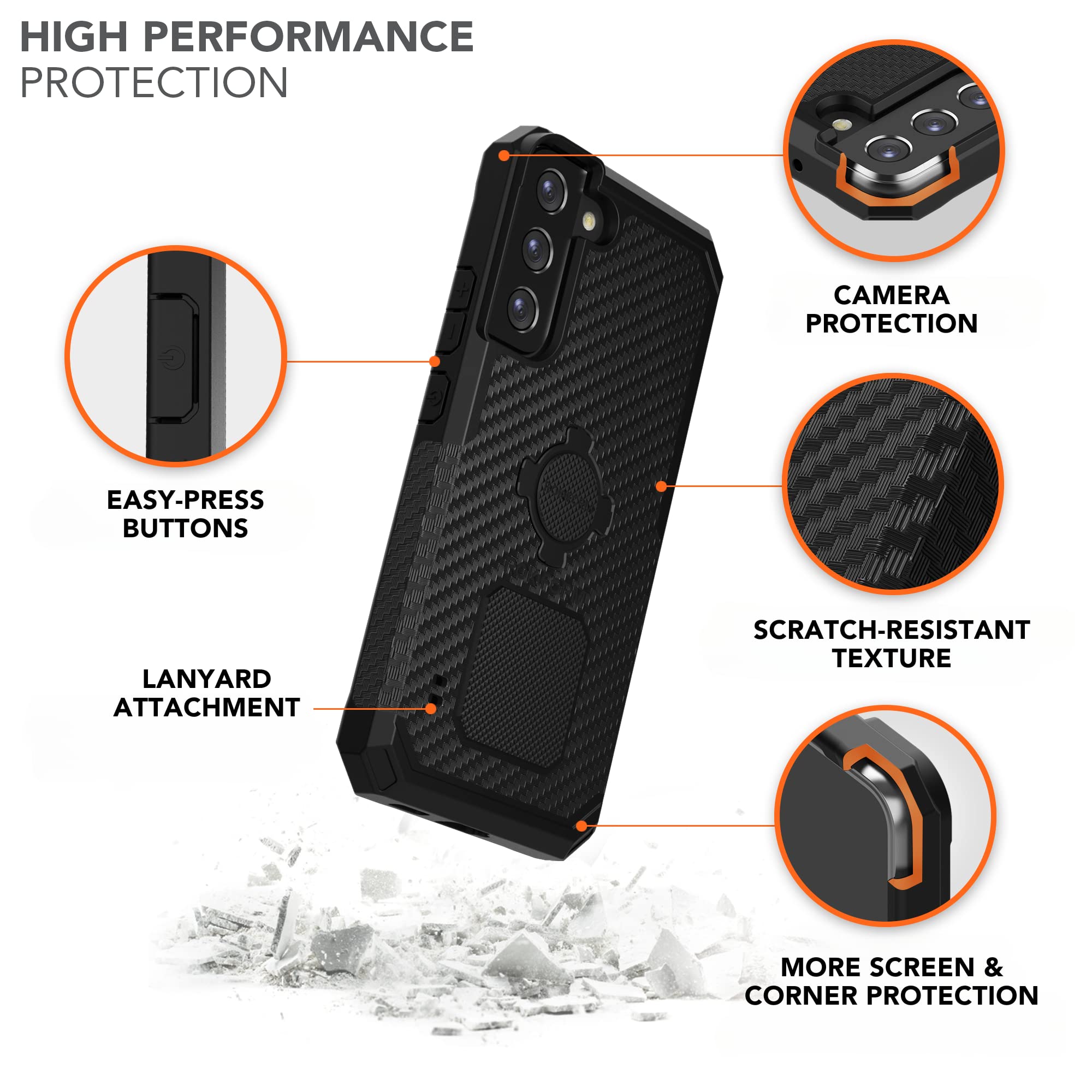 Rokform Galaxy S22 Plus 5G Rugged Case with Motorcycle Perch Phone Mount - Durable Protection & Secure Riding Solution for Adventure & Commuting