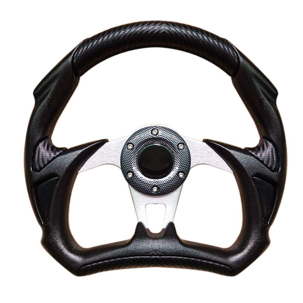 Universal Fit 12.5 Inch (320mm) Racing Style Leather Steering Wheel - Black - Perfect for Car Enthusiasts & Racing Simulation Setups