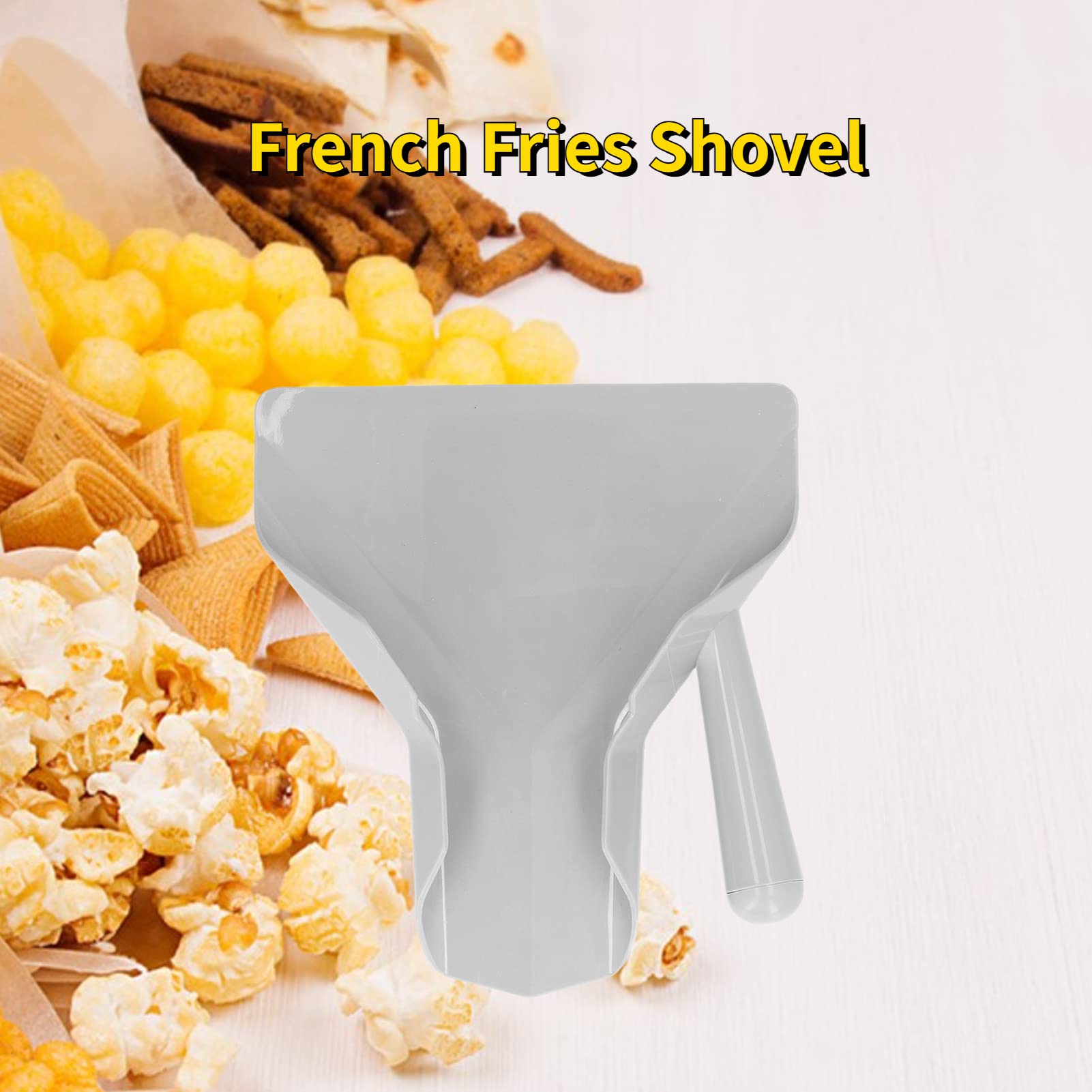 Non-Slip French Fry Scoop - Food Grade PC Popcorn & Snack Scooper with Ergonomic Handle - Perfect for Fast Food, Movie Nights, Parties & Ice Cream Shops (Gray)