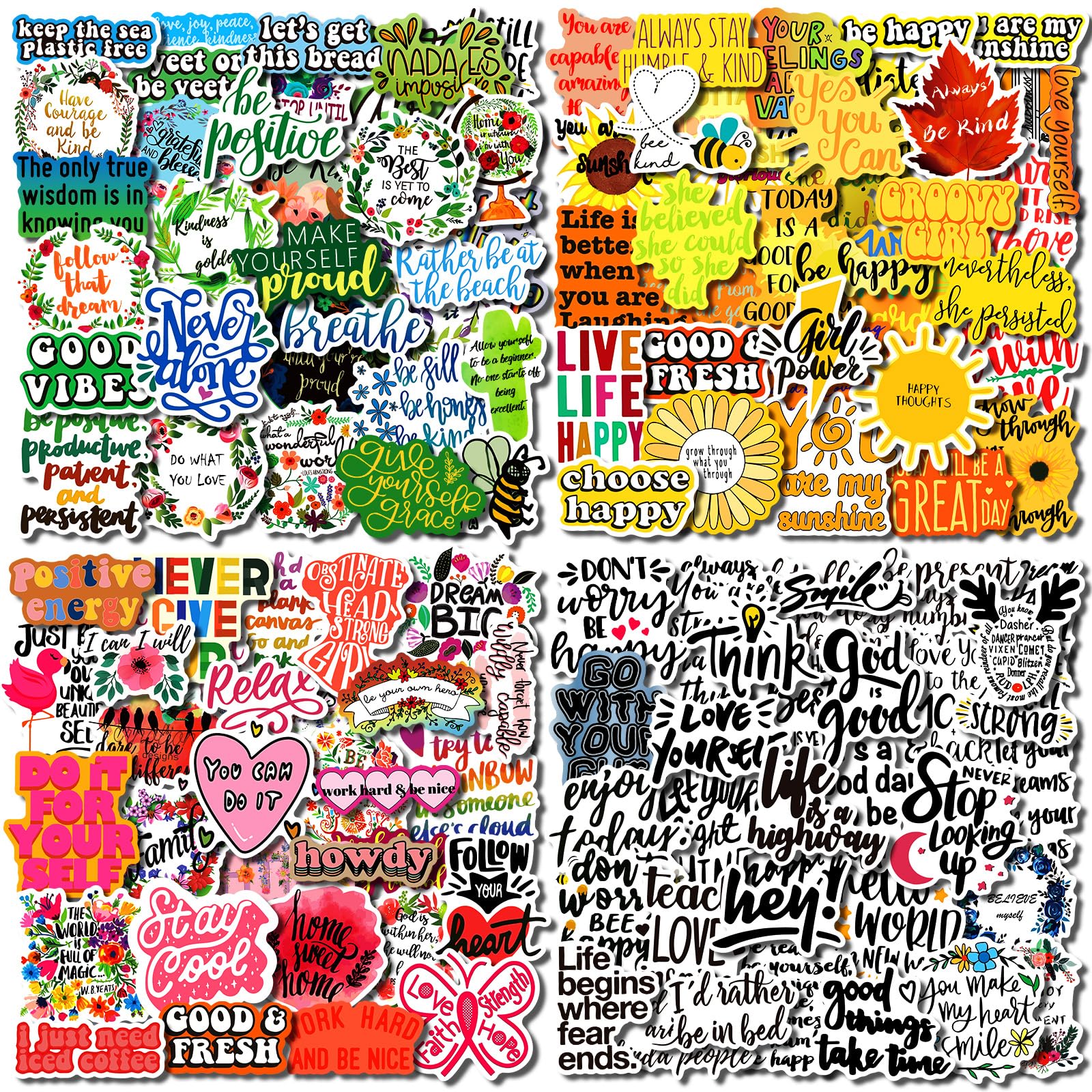 200Pcs Motivational Stickers - Inspirational Quote Stickers for Adults, Students, Teachers & Employees - Waterproof Vinyl Stickers for Water Bottles, Laptops, Scrapbooks & Journals - Perfect for Office, School, Planner & DIY Projects