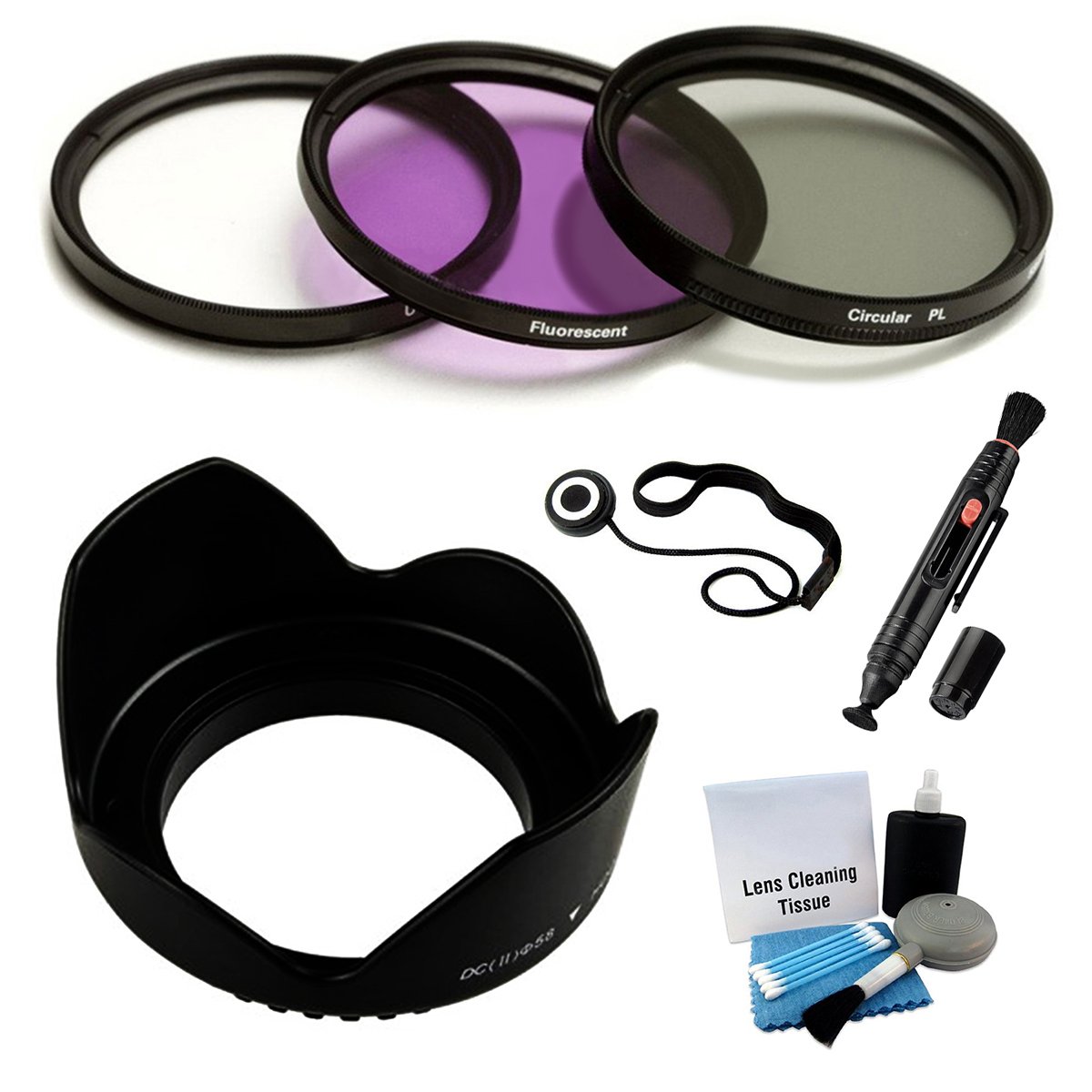 82mm Professional Camera Filter Kit (UV, CPL, FLD) with Digital Lens Hood & Cleaning Accessories for DSLR/Mirrorless Cameras - Perfect for Landscape, Portrait & Travel Photography