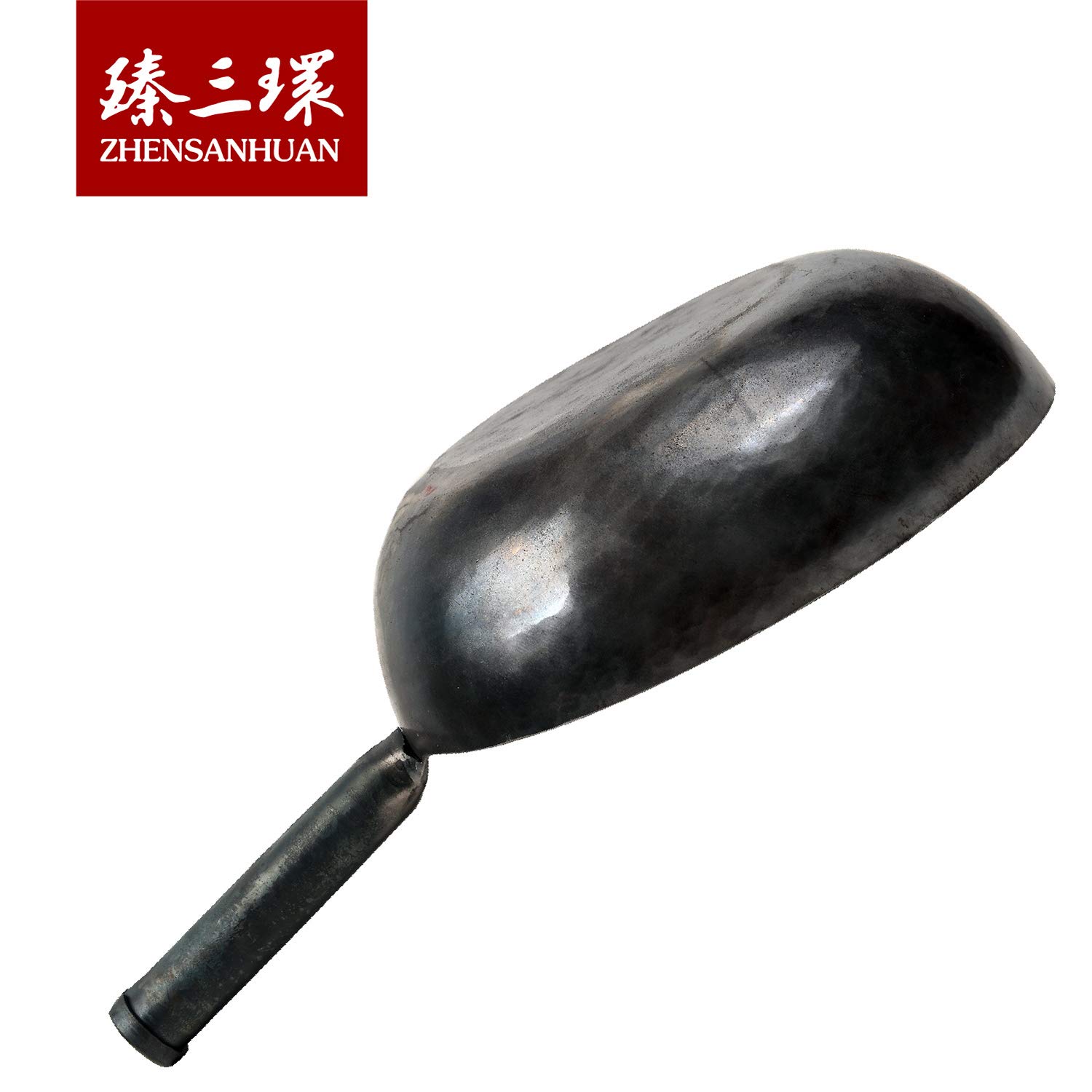 ZhenSanHuan Authentic Chinese Hand-Hammered Iron Wok - 30cm Non-Stick Carbon Steel Stir Fry Pan with Wooden Handle - No Chemical Coating, Induction Compatible - Perfect for Asian Cooking, Stir Frying & Home Kitchen Use