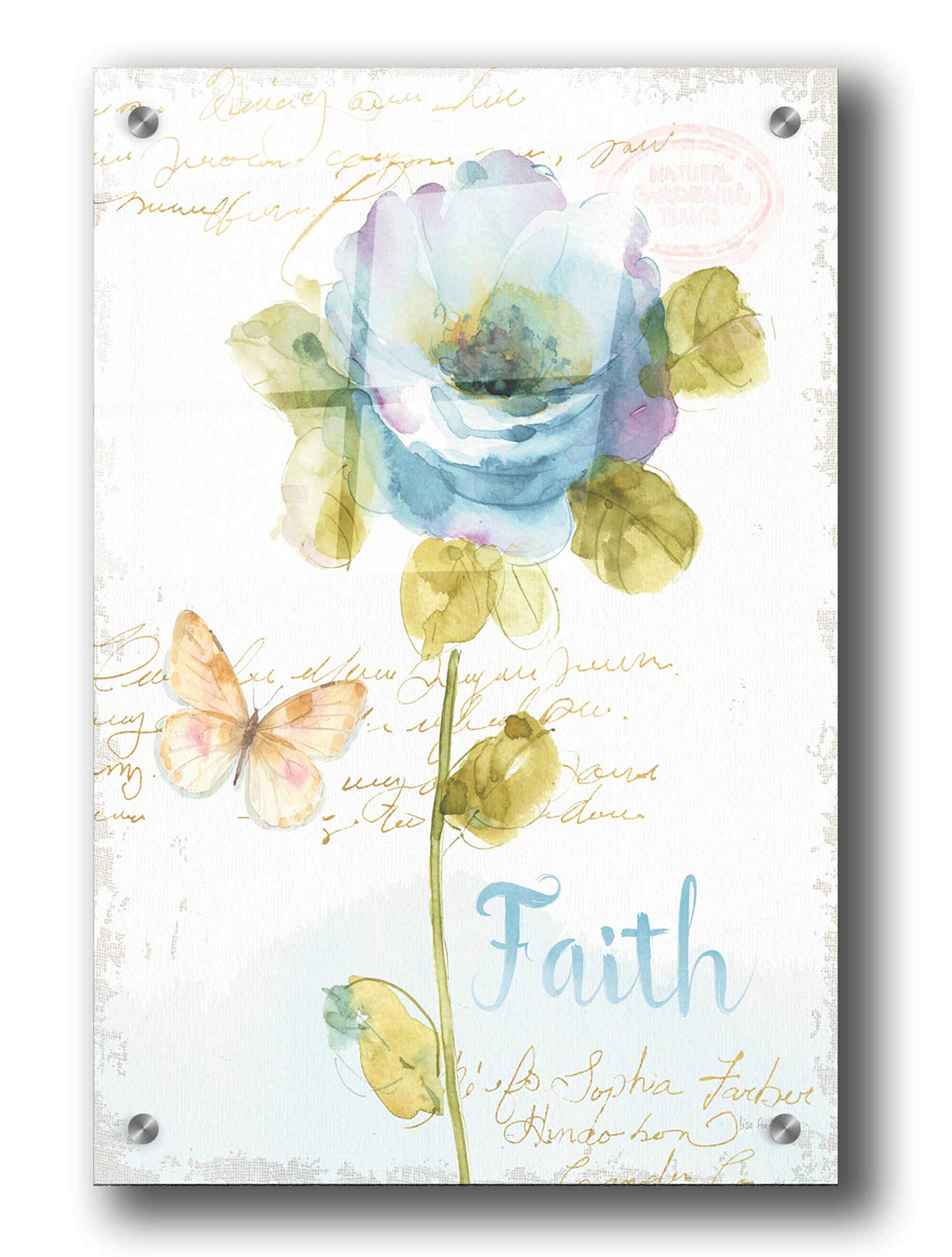 Lisa Audit 'Rainbow Seeds Floral VII Faith' Acrylic Glass Wall Art - 24x36 Inches Modern Abstract Floral Painting for Living Room, Bedroom & Office Decor