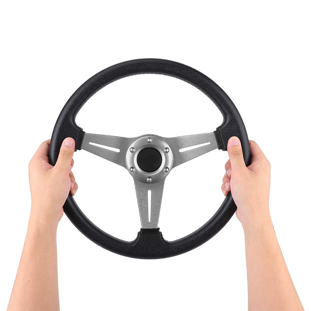 Universal 350mm/14in Silver Racing Steering Wheel - High Performance Drifting & Car Modification Accessory for Sports Cars & Track Racing