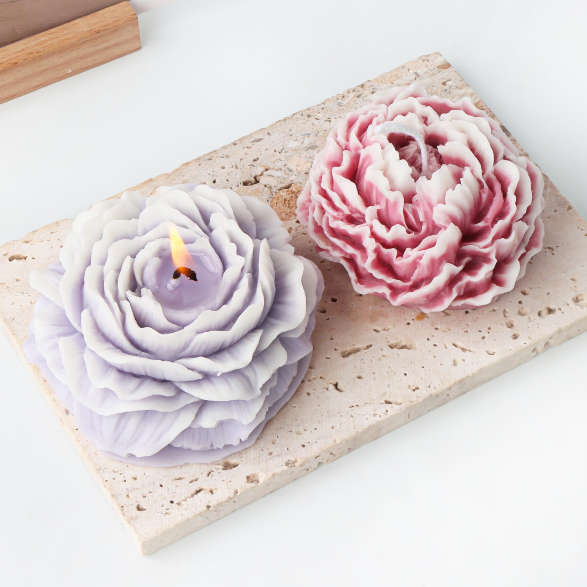 2 Pcs Peony Flower Bud Molds Set - DIY Resin, Clay, Jewelry & Candle Making Supplies - Perfect for Handmade Crafts, Home Decor, and Wedding Favors