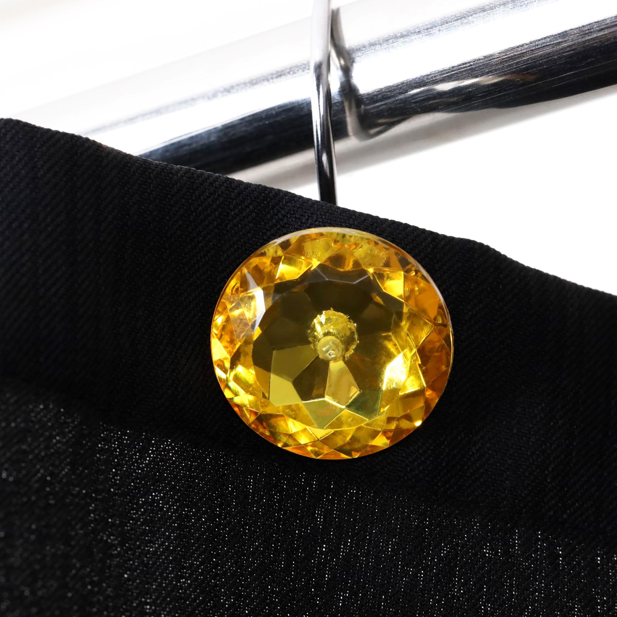 12-Pack Yellow Gold Shower Curtain Hooks with Orange Crystal Bling & Sparkling Diamond Accents - Elegant Bathroom Accessories for Fall, Thanksgiving Decor | Perfect for Holiday Home Decor & Gift Giving