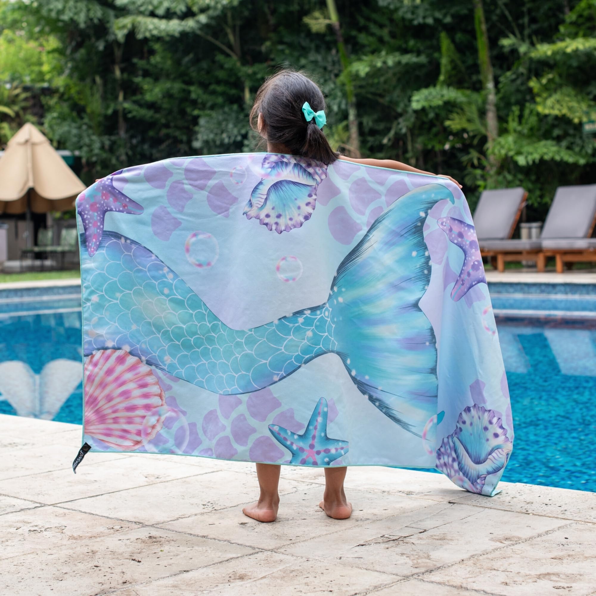 **Mermaid Kids Beach Towel for Girls 30x60 – Sand-Free, Quick-Dry Microfiber Swim Towel – Super Soft & Absorbent – Perfect for Bath, Pool, Travel, Camping – Ideal for Toddlers & Babies**    *(Use Case: Great for beach trips, swimming lessons, family vacations, and outdoor adventures!)*
