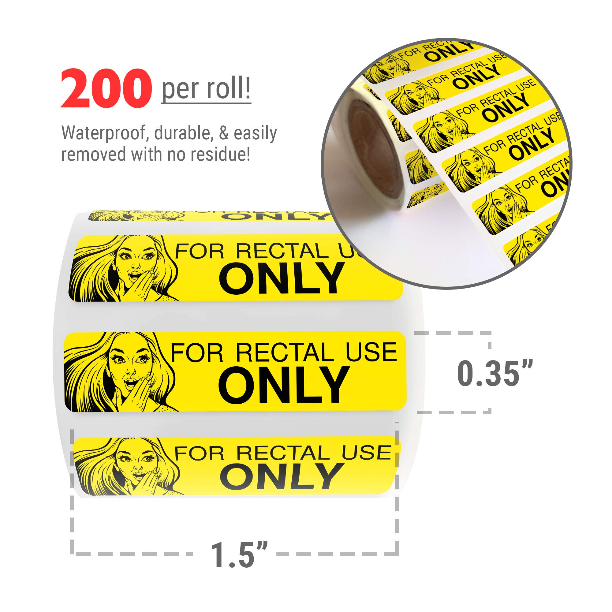 Rectal Use Only Stickers - 200 Pack 1.5