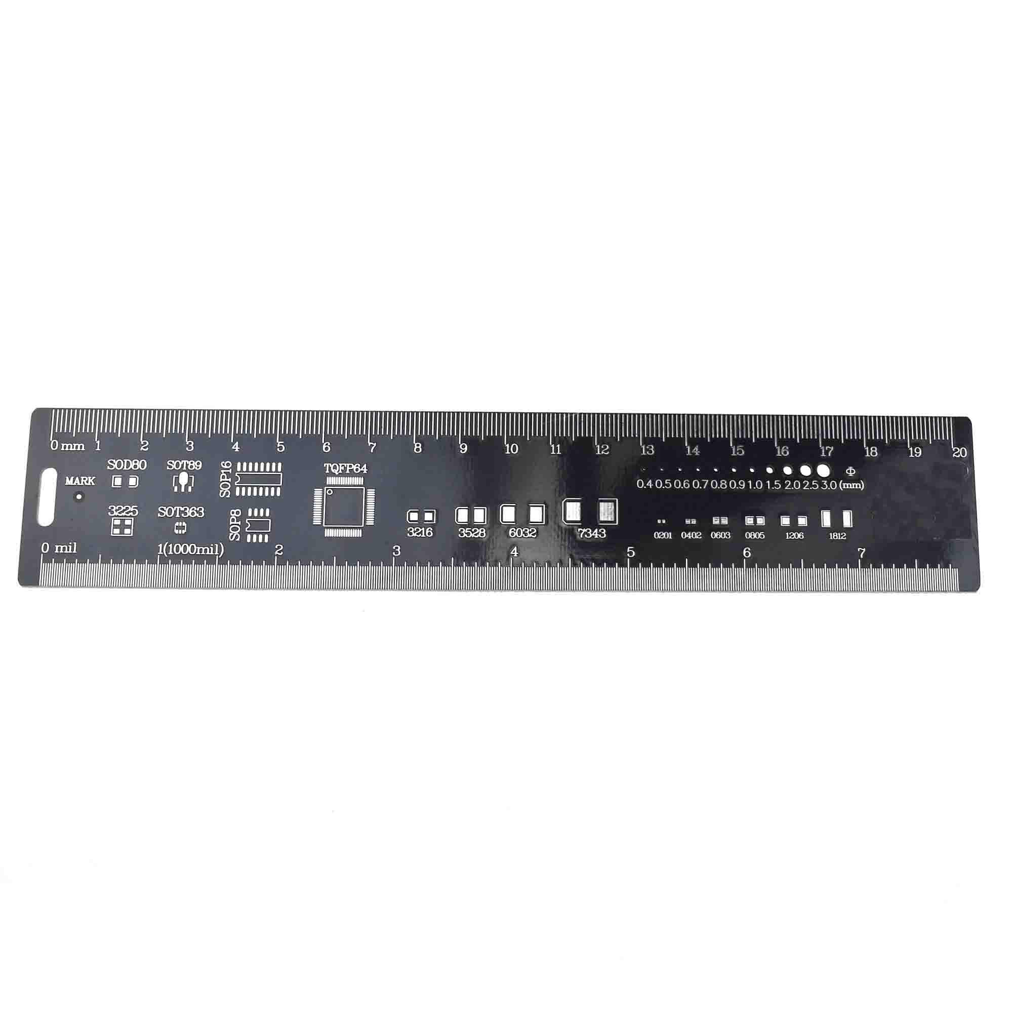 20cm PCB Reference Ruler v2 - 8 Units for Arduino & Electronics Engineers | Precision Measurement Tool for Circuit Board Design, DIY Projects & Prototyping