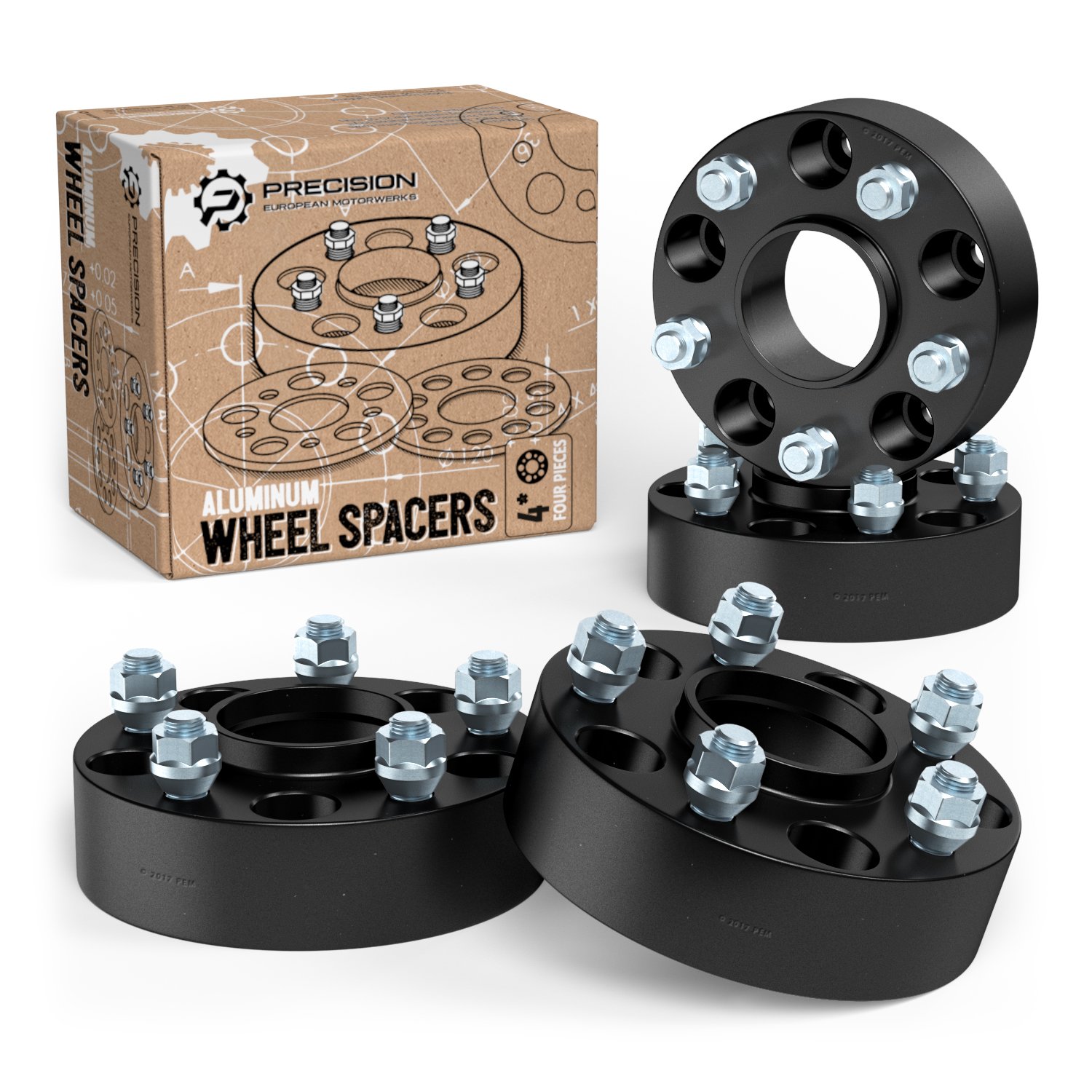 1.5 Inch Hubcentric 5x4.5 Wheel Spacers (70.5mm Bore, 1/2x20 Studs) - Compatible with Ford Mustang, Edge, Crown Victoria, Ranger, Explorer & Lincoln Town Car, Mark 7 - Black 5x114.3 Wheel Adapters - Pack of 4 - Perfect for Off-Roading, Custom Wheels & Performance Upgrades