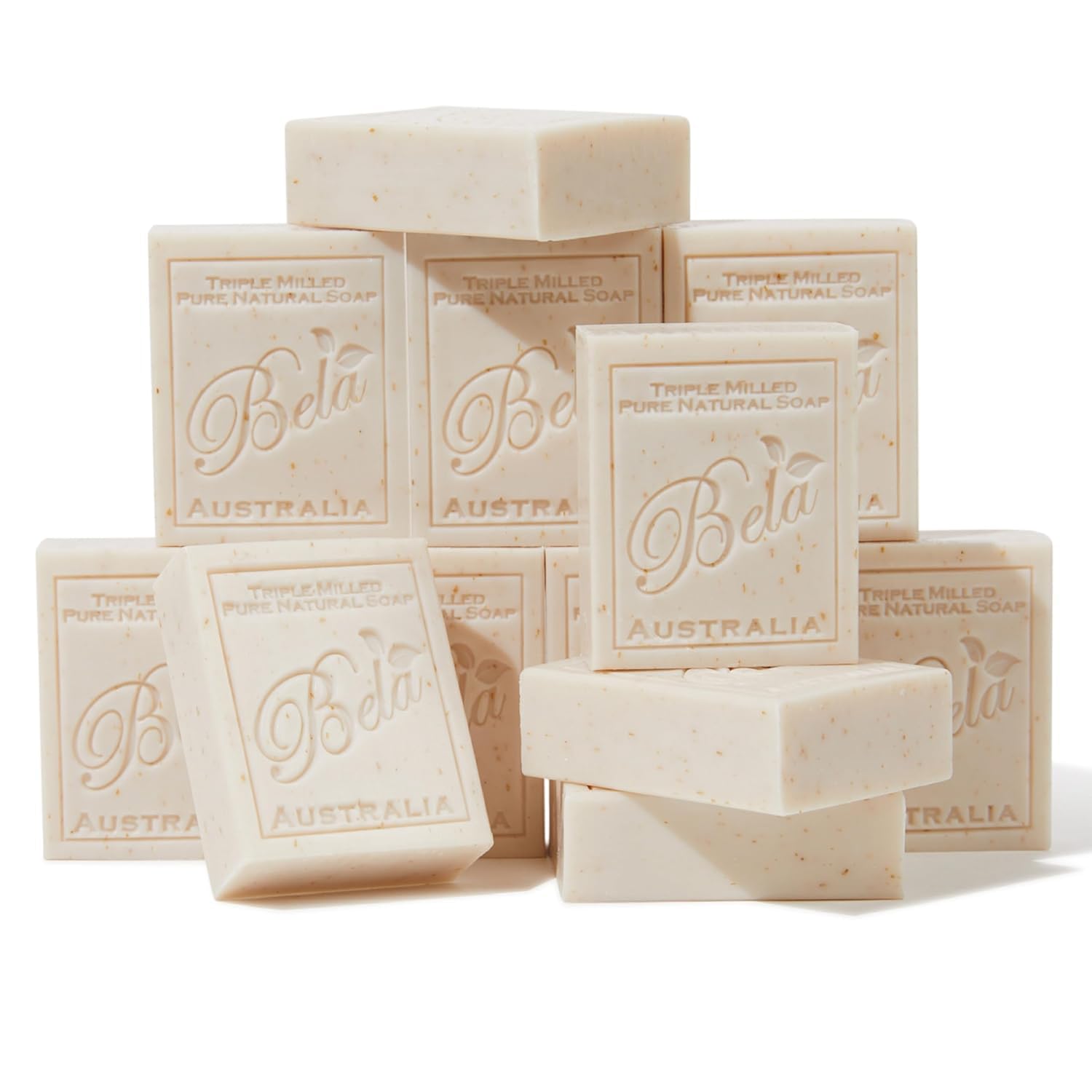 Bela Bath & Beauty Triple French Milled Moisturizing Soap Bars - Oatmeal, Milk & Bran, 3.5 oz (12 Pack) | Gentle, Natural Ingredients for Dry & Sensitive Skin | Perfect for Daily Cleansing, Spa Days & Gift Giving
