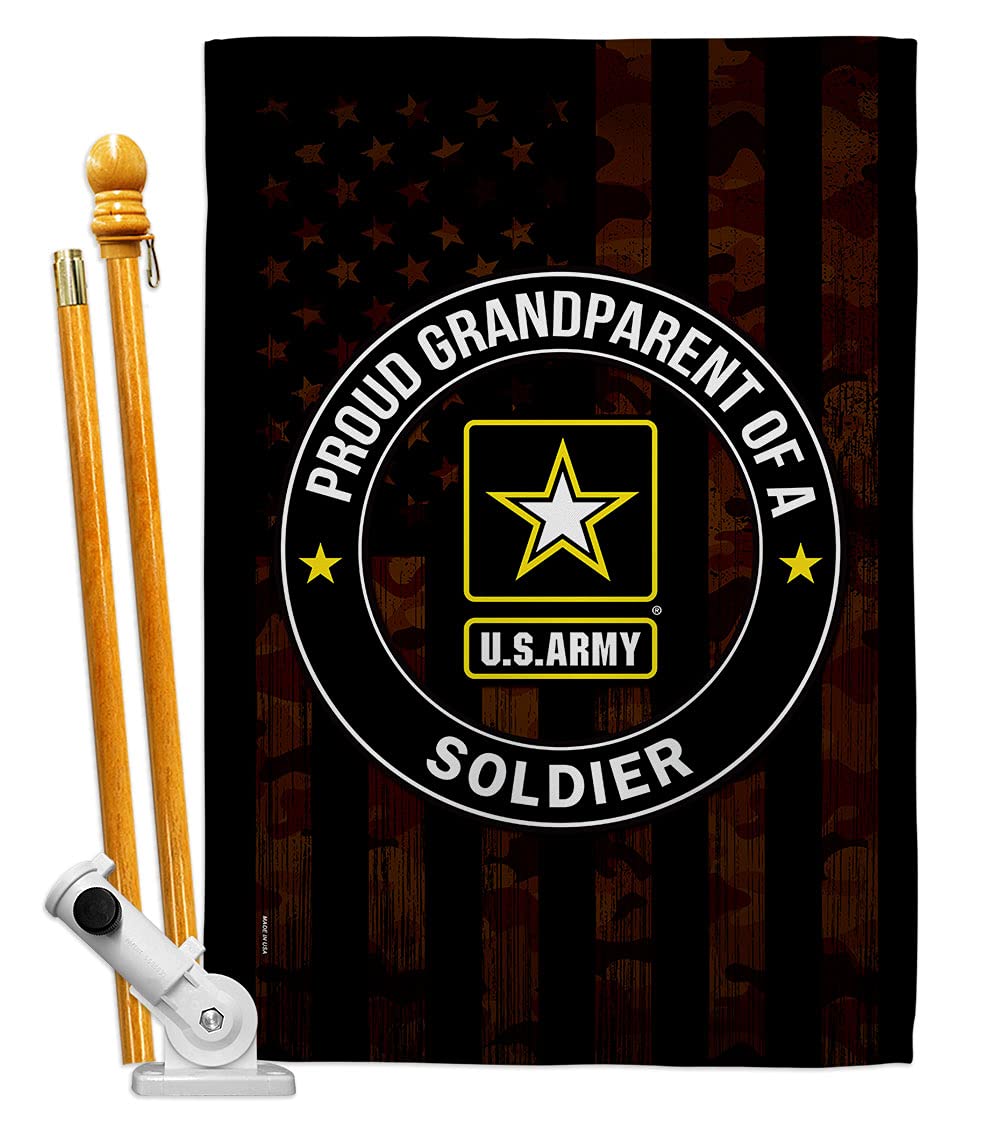 Proud US Military Grandparent Army House Flag Set - Double-Sided Armed Forces Rangers Banner for Veterans & Retirees | Made in USA | Perfect for Garden, Yard & Patriotic Home Decor