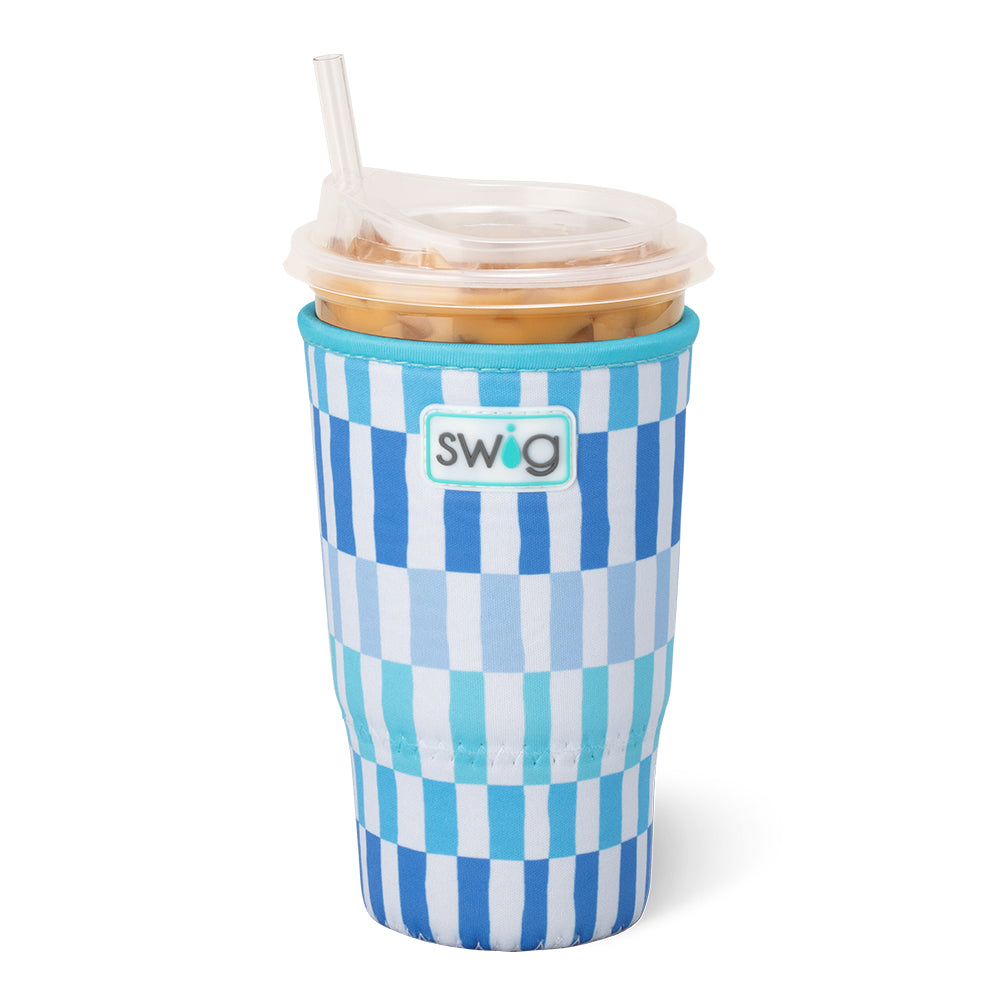 Premium Glacier Stripe Large Iced Cup Coolie - Insulated Stainless Steel Tumbler for Cold Drinks, Perfect for Summer, Beach, and Outdoor Activities