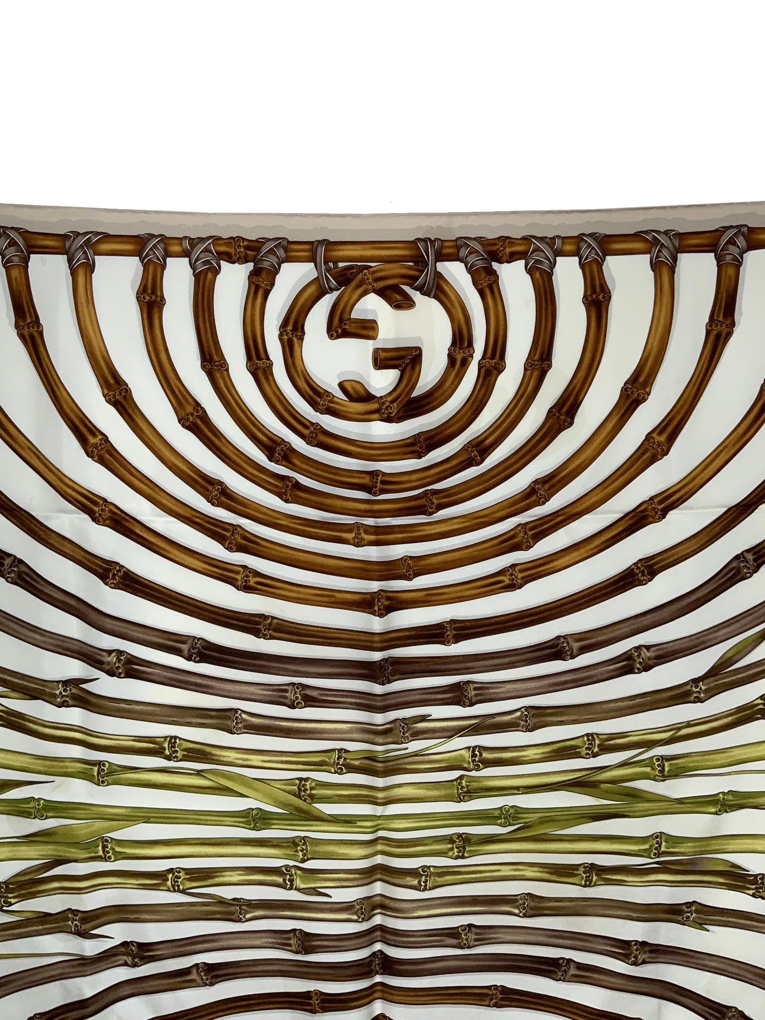 Gucci Bamboo GG Logo Silk Scarf for Women - Luxury Designer Fashion Accessory for Parties, Weddings & Everyday Elegance