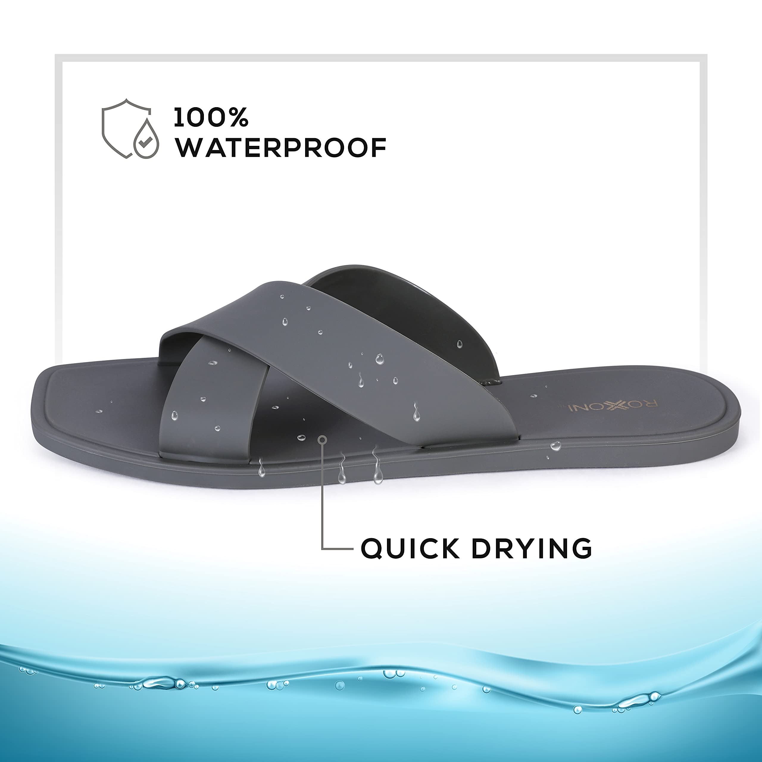 Roxoni Women's Quick-Dry Shower Slippers - Non-Slip Bathroom Sandals for Pool, Spa & Home Comfort - Criss Cross Design Waterproof House Slippers for Women (Ideal for Bathroom, Beach & Indoor Use)