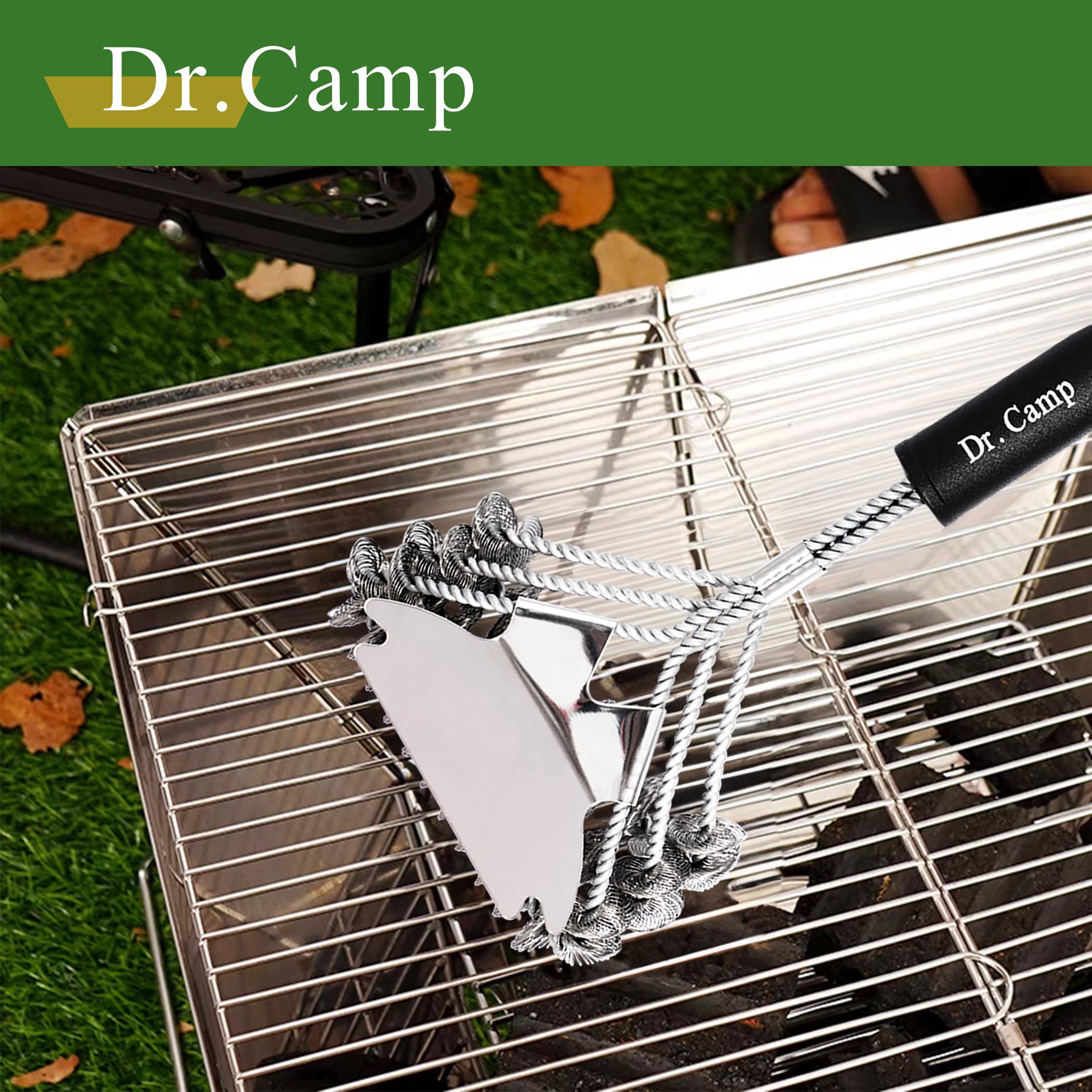 2-Pack Stainless Steel BBQ Grill Brush with Long Handle - Heavy Duty Grill Scraper & Cleaning Brush for Outdoor Charcoal, Gas Grills - Perfect for Backyard BBQs, Camping & Tailgating