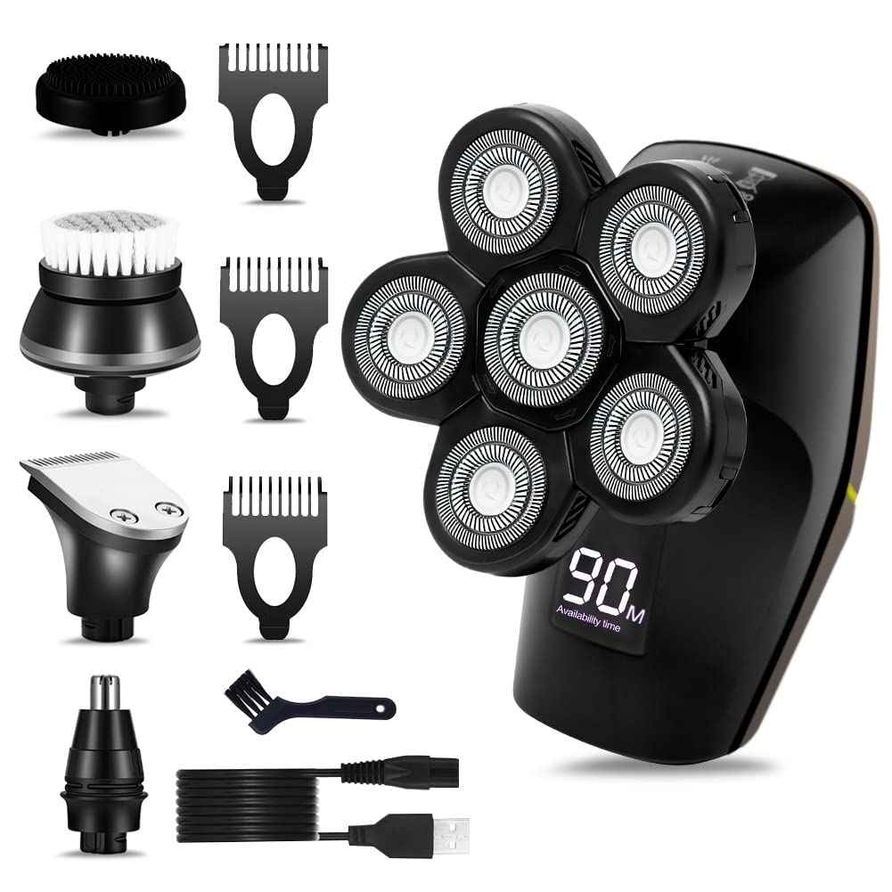 5-in-1 Cordless Electric Razor for Men - Multifunctional Head Shaver & Grooming Kit for Bald Men | Perfect for Travel, Home Use & Quick Shaving