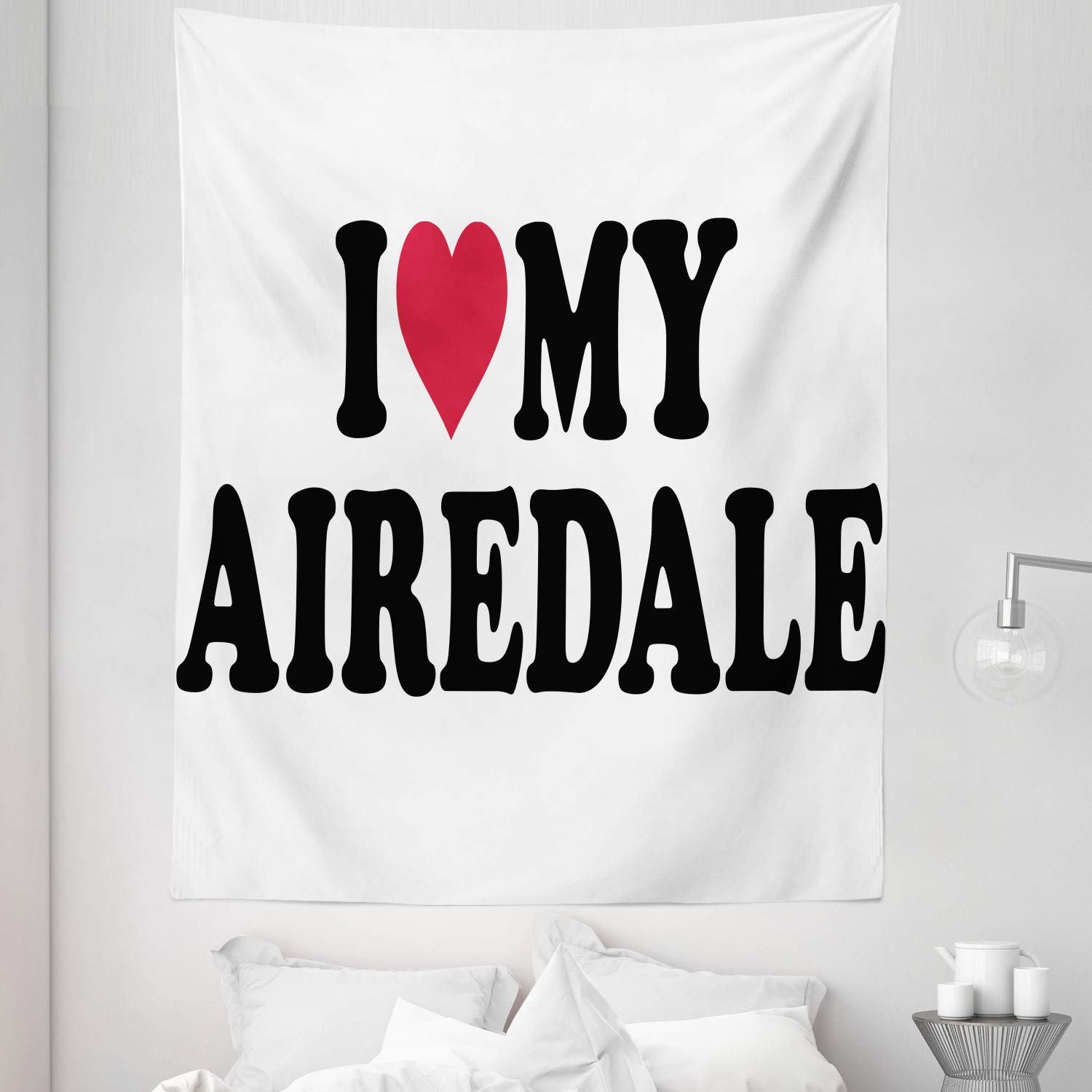 Ambesonne Airedale Tapestry Twin Size - Dog Lover Wall Hanging for Bedroom Decor