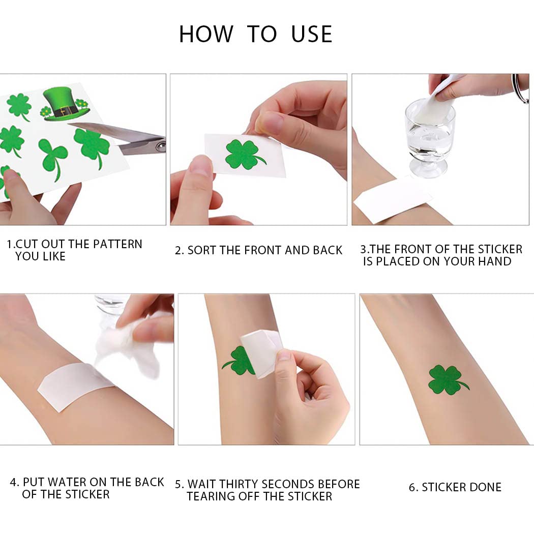 Zoestar St. Patrick's Day Temporary Tattoos - 24pcs Irish Shamrock Tattoo Stickers for Women & Girls - Green Festival, Rave Party, Face & Body Art Decorations - Perfect for St. Patrick's Day Parties, Irish Themed Events & Celtic Celebrations