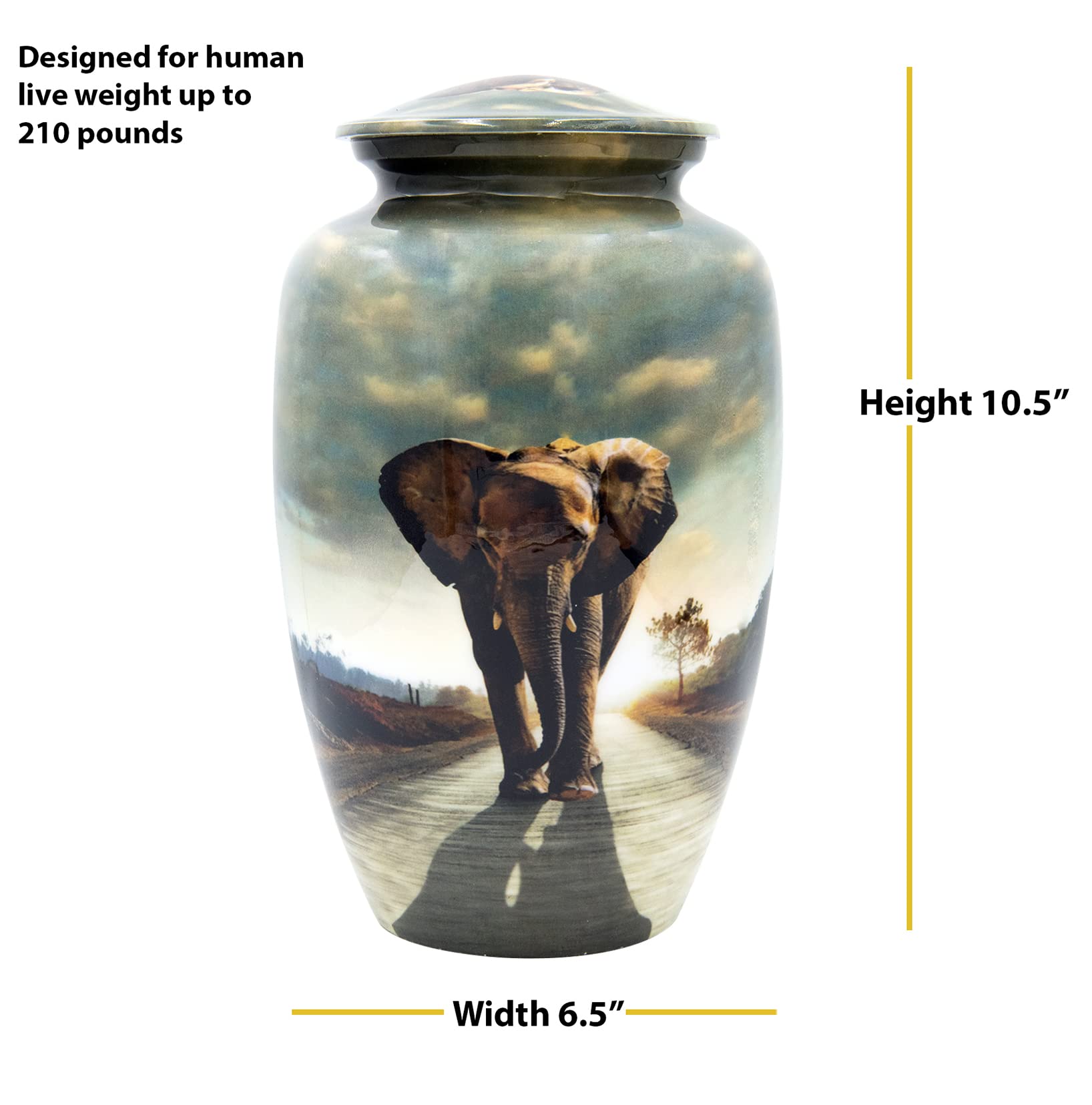 Large Elephant Cremation Urn with Velvet Bag & Custom Engraving - Memorial Keepsake for Ashes, Perfect for Funeral Services & Home Memorial Displays
