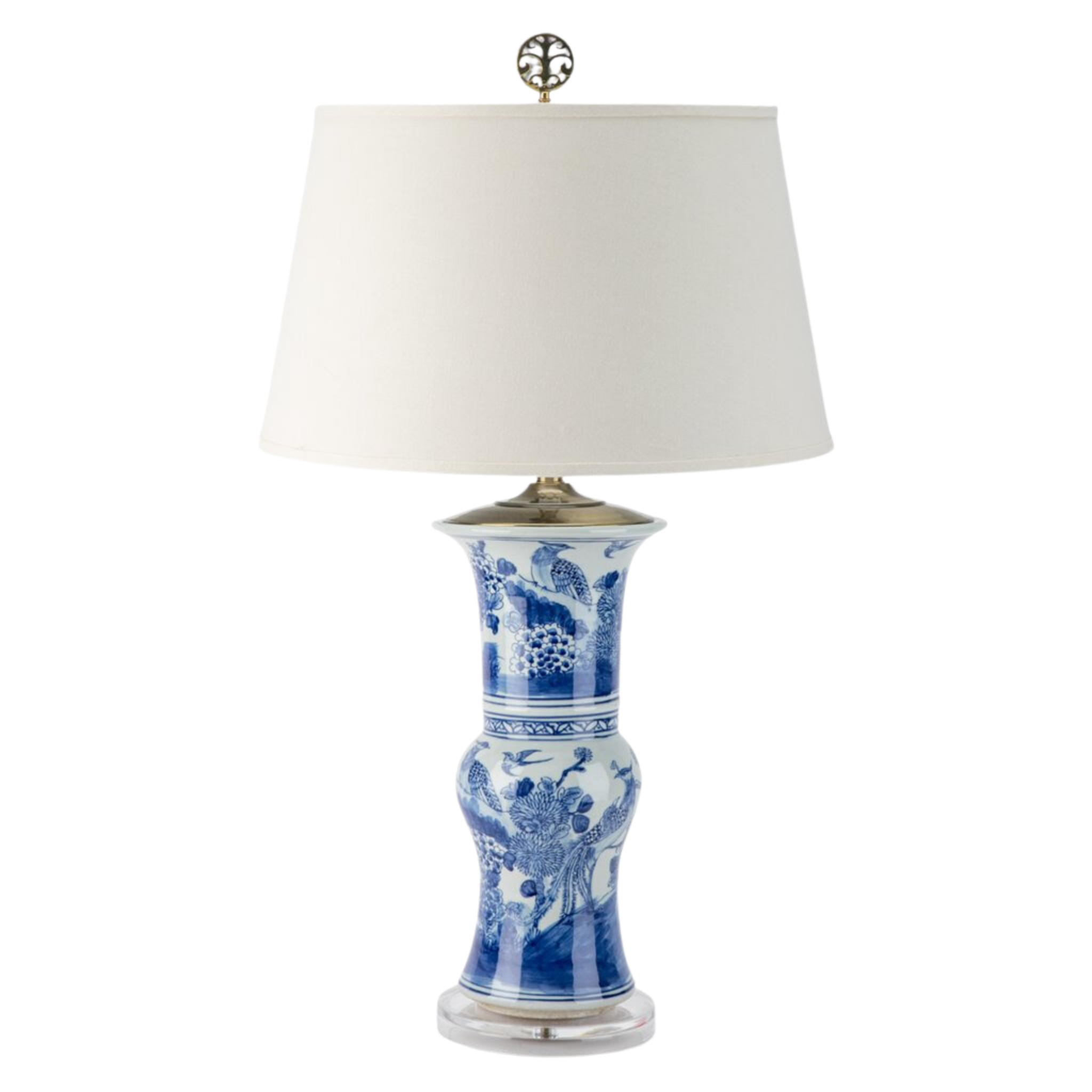 Blue and White Floral Ceramic Vase Lamp - Elegant Home Decor for Living Room, Bedroom & Office - Perfect for Boho, Farmhouse & Modern Interior Design Styles