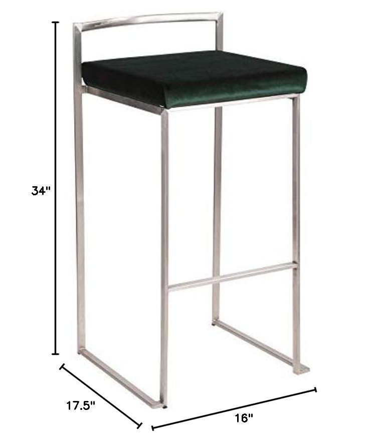 Fuji Stacker Bar Stool Set of 2 - Modern Adjustable Bar Chairs for Kitchen Island, Pub & Home Bar - Durable Counter Height Stools for Dining & Entertainment Areas