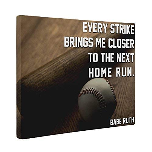 Home Run Baby Ruth Quote Canvas Wall Art - Inspirational Baseball Decor for Home, Office & Sports Room
