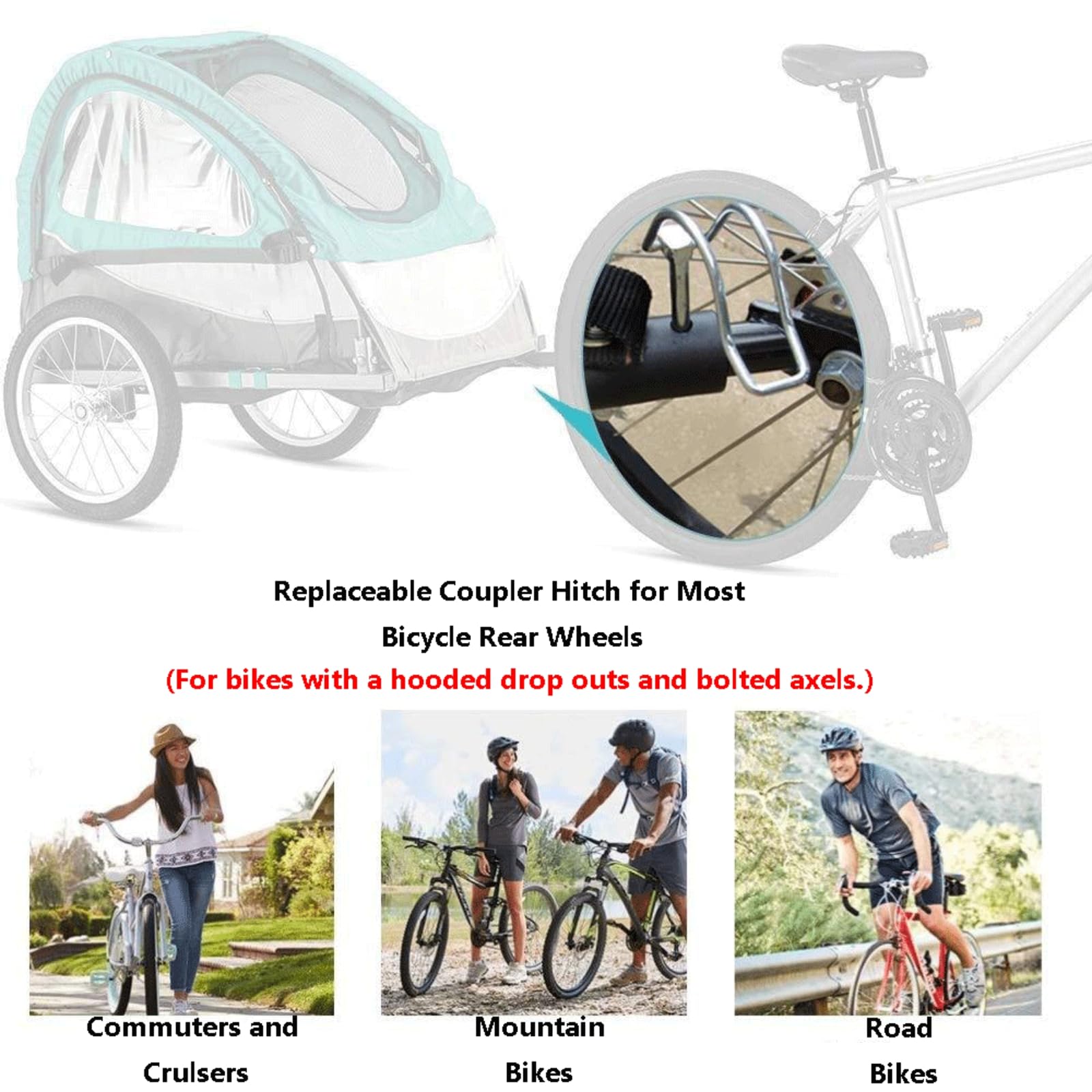 Metal Bike Trailer Hitch Connector - Universal Bicycle Coupler for Child, Cargo & Pet Trailers | Heavy-Duty Cycling Accessory | Perfect for Family Rides, Grocery Hauling & Pet Adventures (Set B)